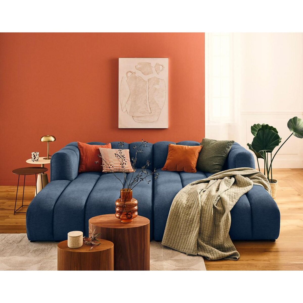 LISA DESIGN Debbie - module d'assise méridienne gauche en tissu texturé