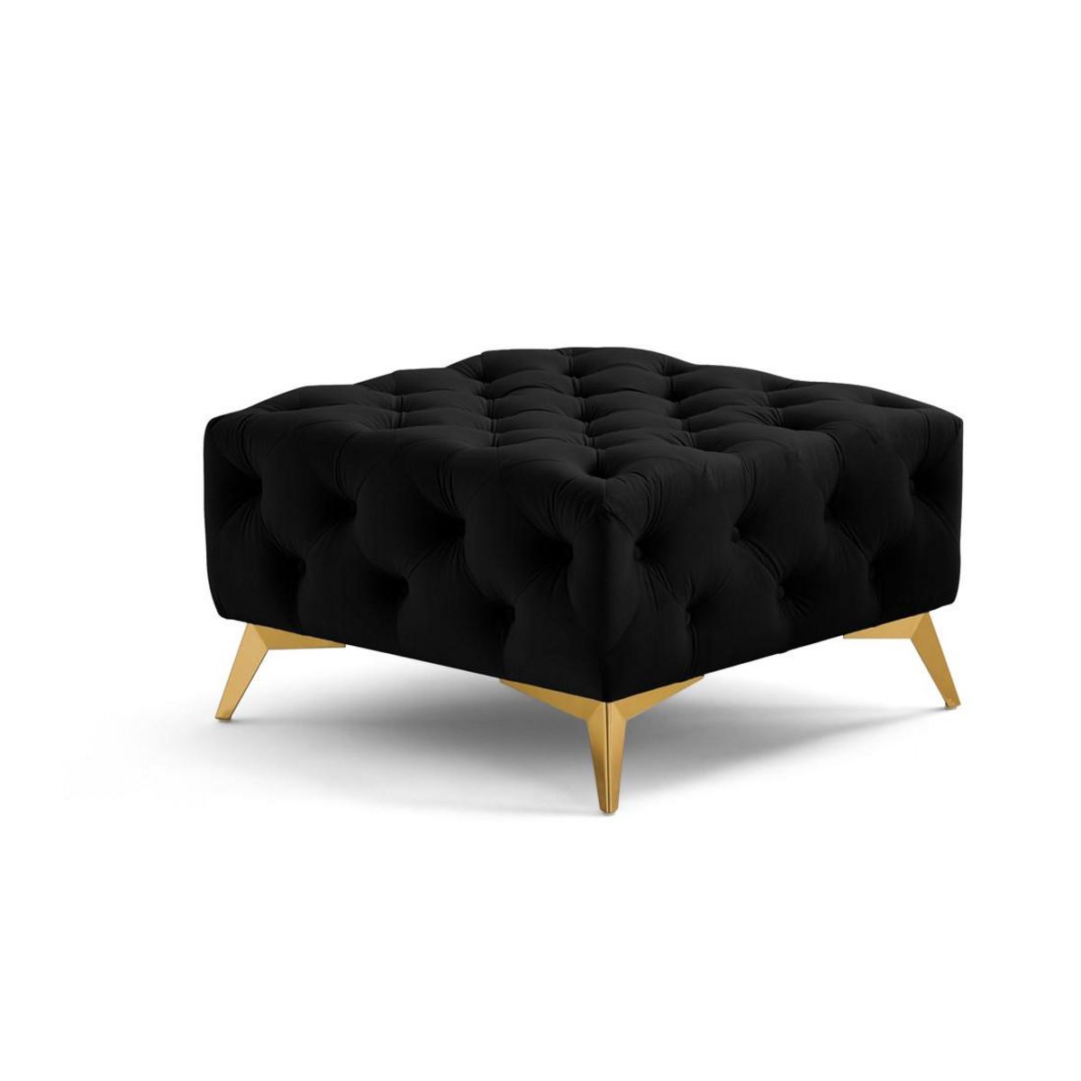 LISA DESIGN Camden - pouf chesterfield en velours - pieds en métal doré