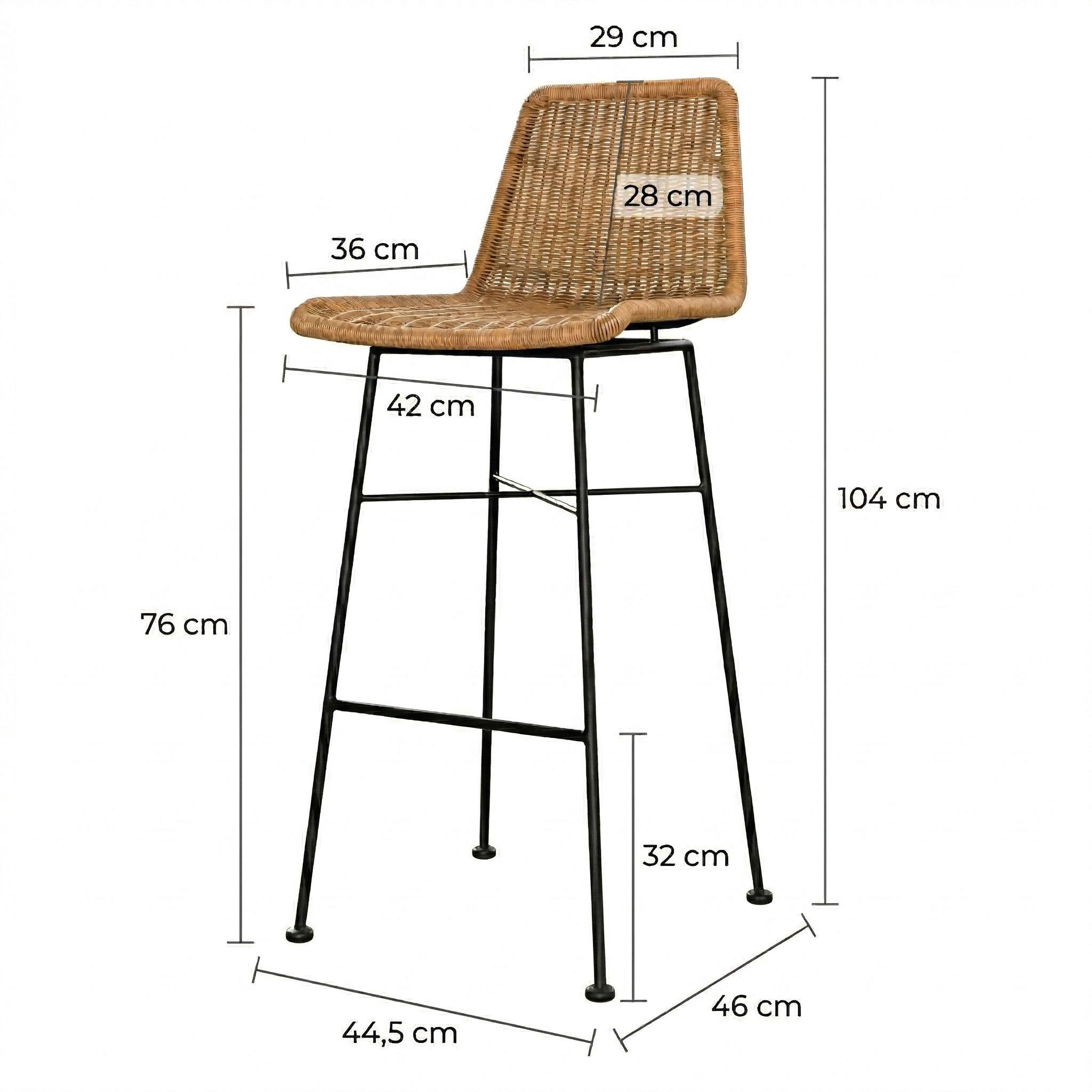 Voir la diapositive 4 : MAISON PAVANE Lot de 2 chaises de bar 76 cm en résine tressée marron-mandya