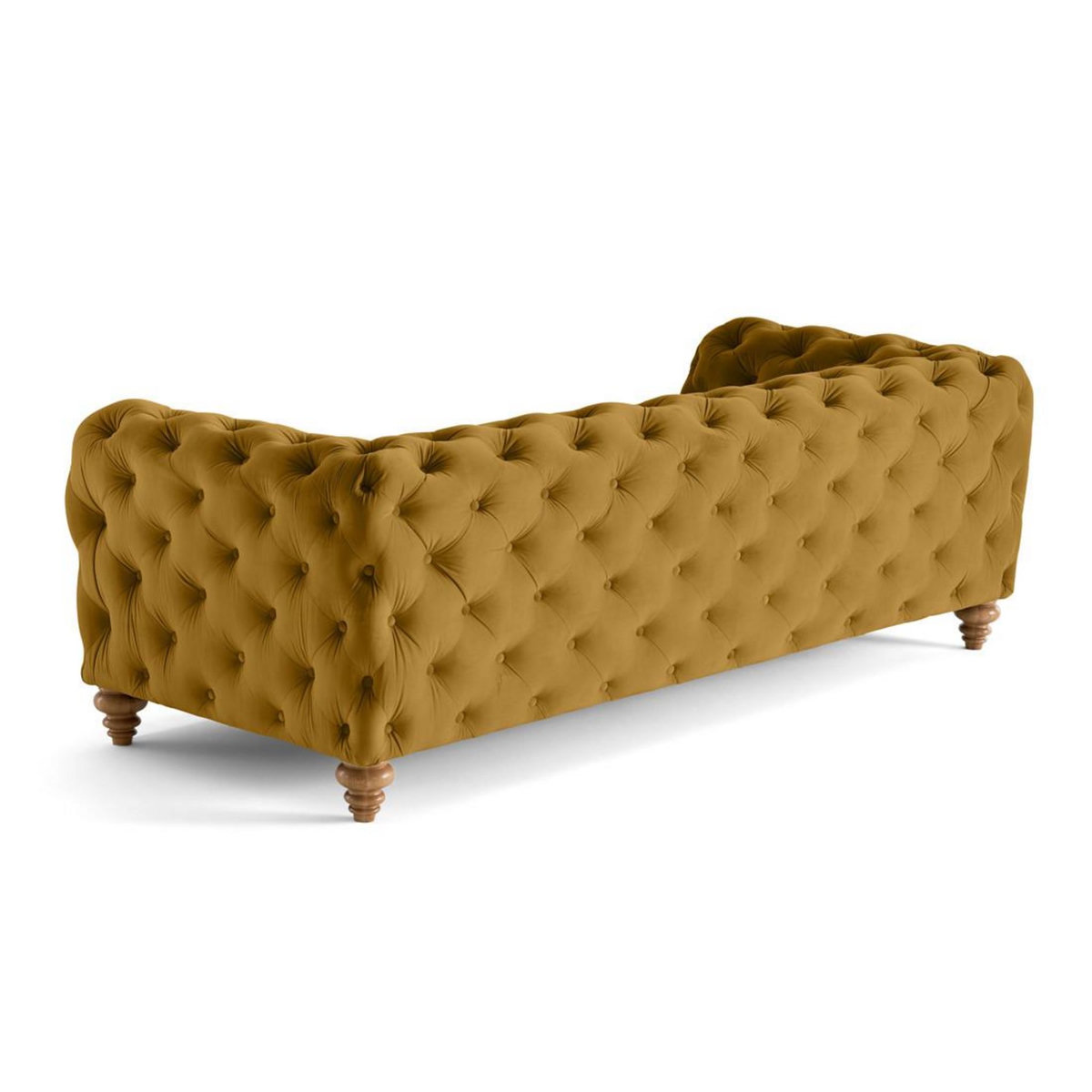 LISA DESIGN Walter - canapé 3 places chesterfield en velours - pieds bois