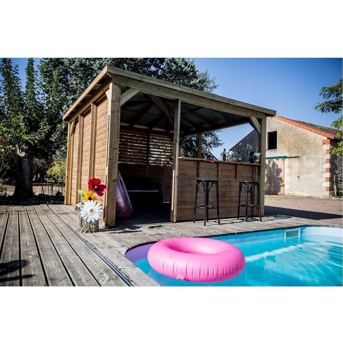 Habrita Pool house - Deux parois avec comptoirs - 14,36m² - BLUETERM
