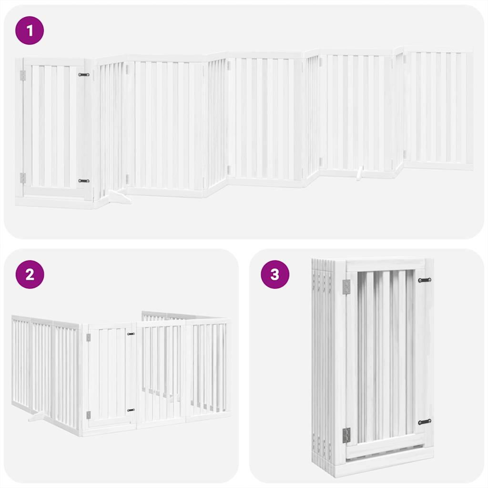 Voir la diapositive 5 : VIDAXL Barriere pour chien porte pliable 9panneaux blanc bois peuplier