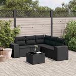VIDAXL Salon de jardin 6 pcs avec coussins noir resine tressee