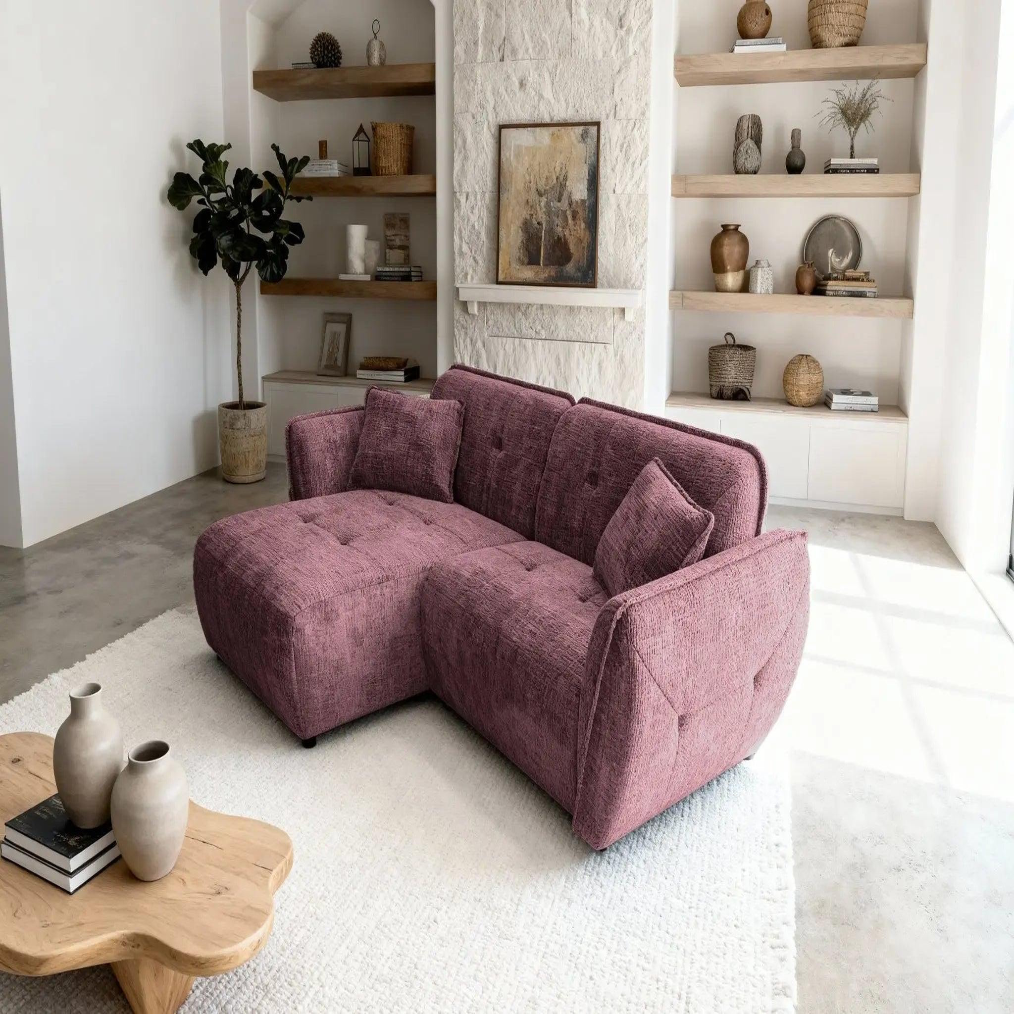 Voir la diapositive 6 : CASANOVA PARIS Mona - canapé d'angle tissu chenille 4 places droit