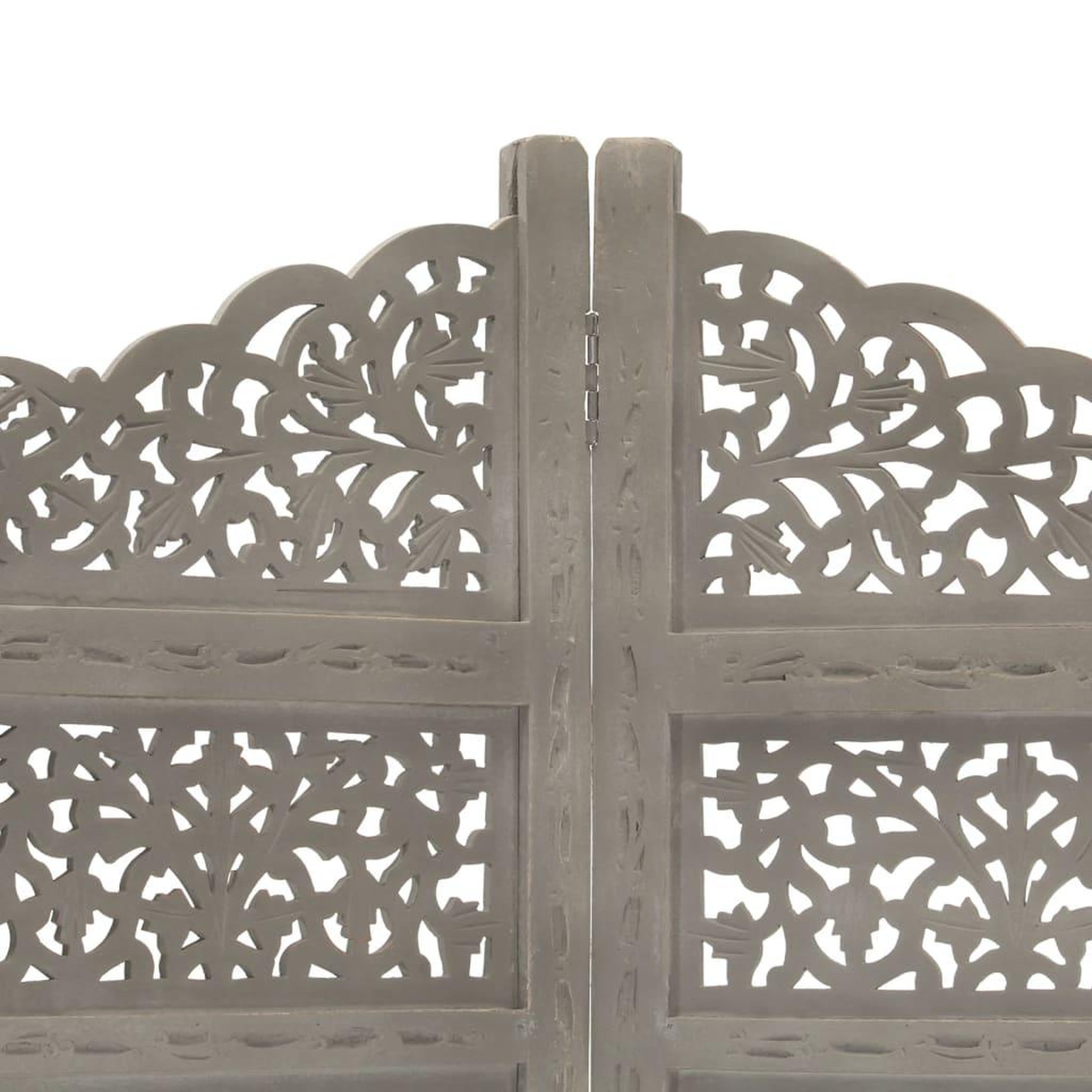 Voir la diapositive 3 : VIDAXL Cloison de separation 4 panneaux Gris 160x165 cm Bois manguier