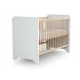 Voir la diapositive 2 : AT4 Lit bébé en bois CARROUSEL Blanc et Hêtre Verni 60 x 120 cm