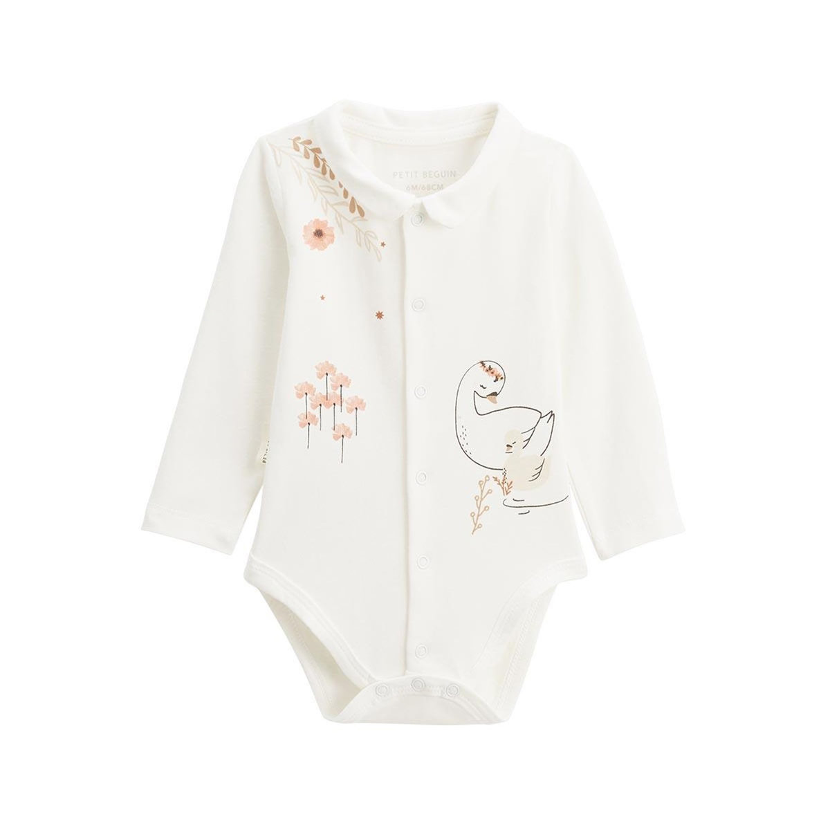 Petit Béguin Lot de 2 bodies bébé manches longues ouverture croisée Perle