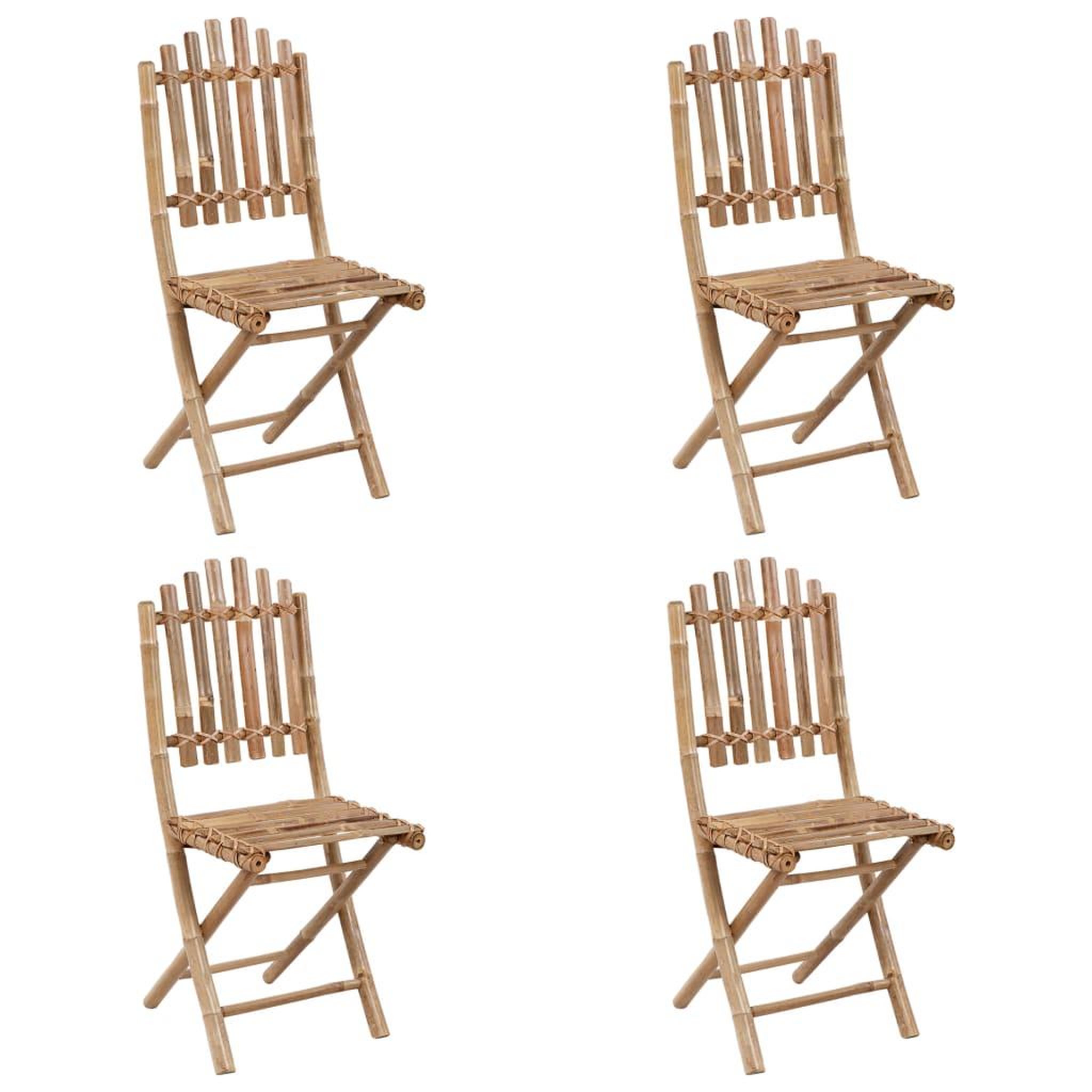 Voir la diapositive 4 : VIDAXL Ensemble a manger d'exterieur pliable 5pcs avec coussins Bambou