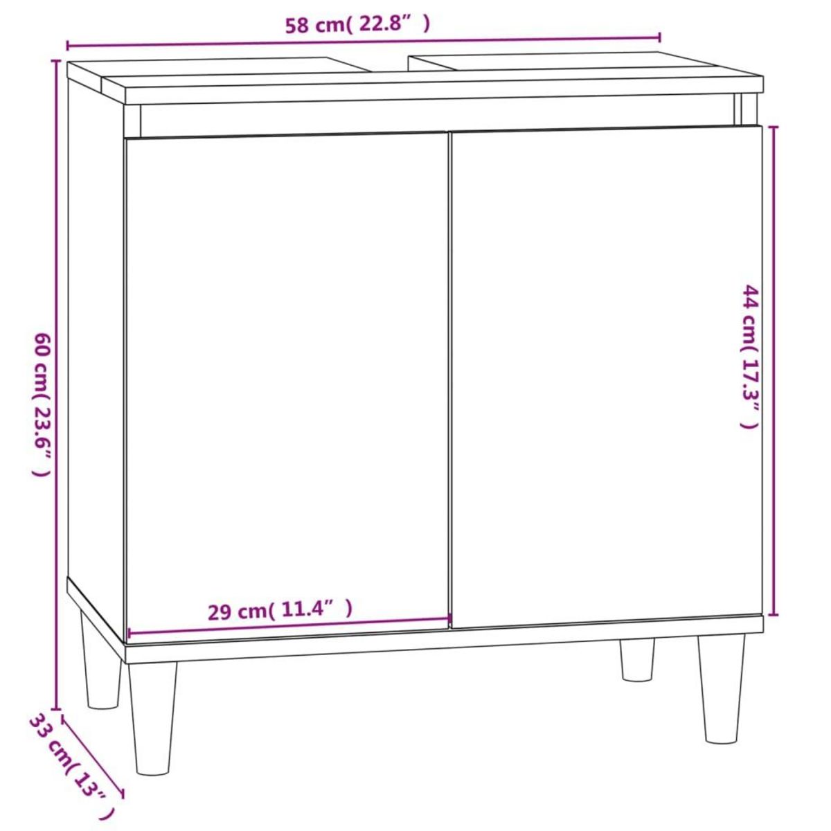 VIDAXL Meuble d'evier blanc 58x33x60 cm bois d'ingenierie
