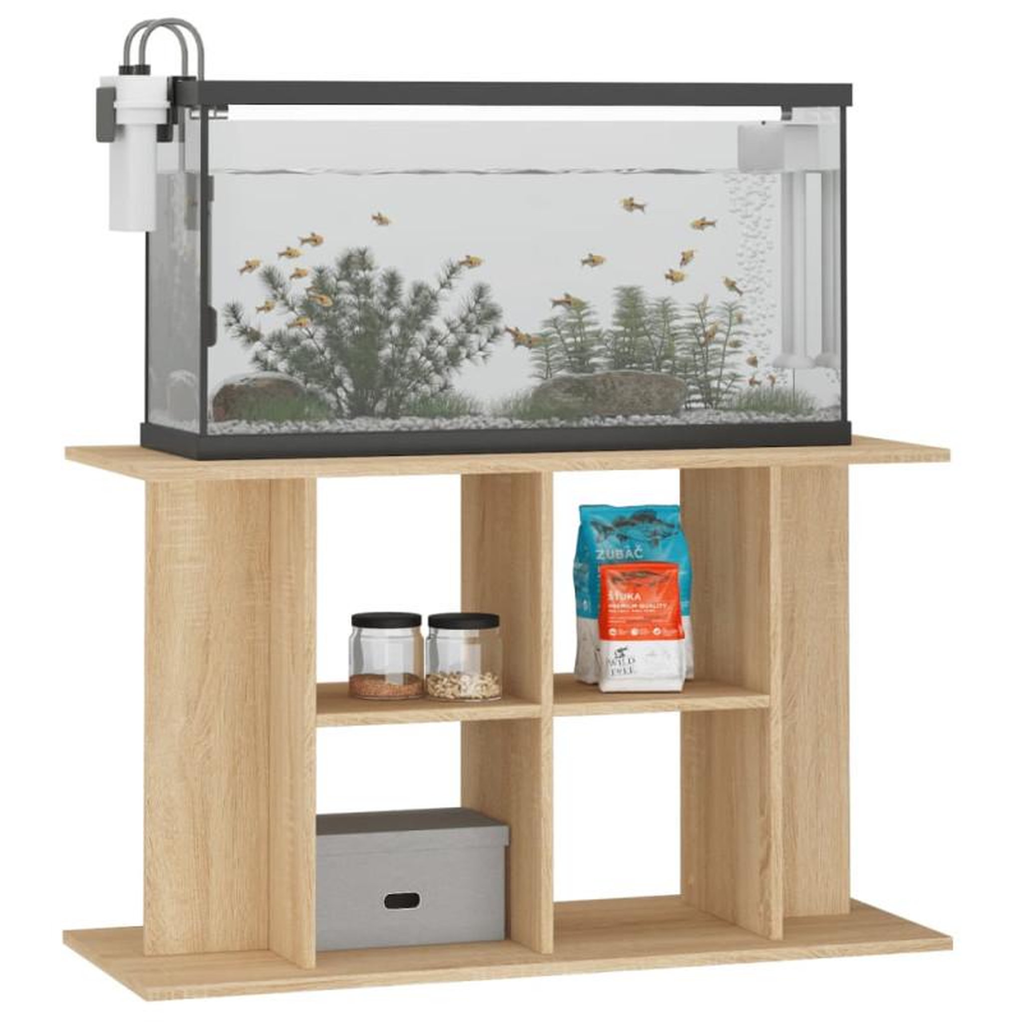 Voir la diapositive 3 : VIDAXL Support d aquarium chêne sonoma 100x40x60cm bois d ingénierie