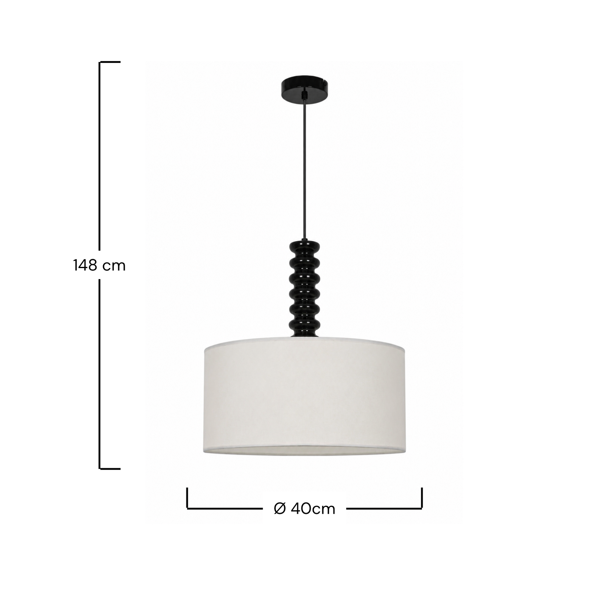 Voir la diapositive 4 : MAISON PAVANE Suspension en tissu blanc et métal 40 cm-ravel