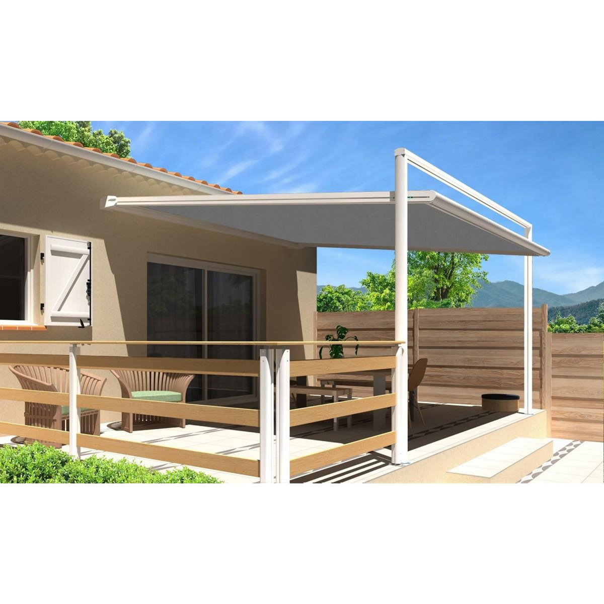 SUNSTYL Pergola blanche motorisée 3x3x2.5m MELODIE