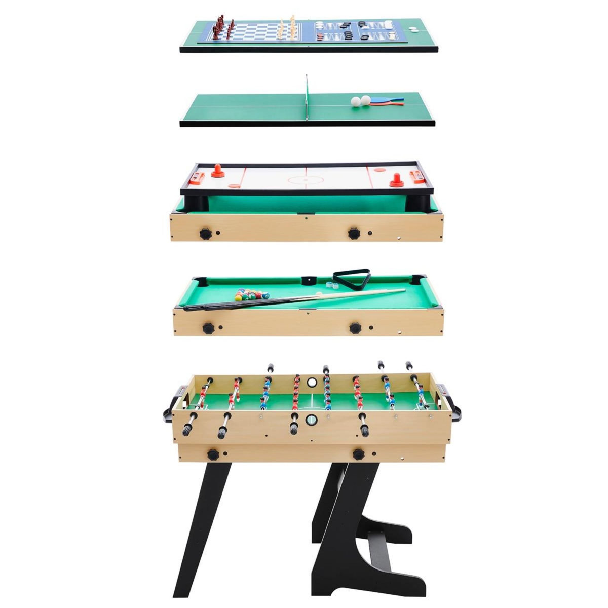 MISTER BABYFOOT Table multi-jeux 12 en 1 pliable hêtre - Benzy