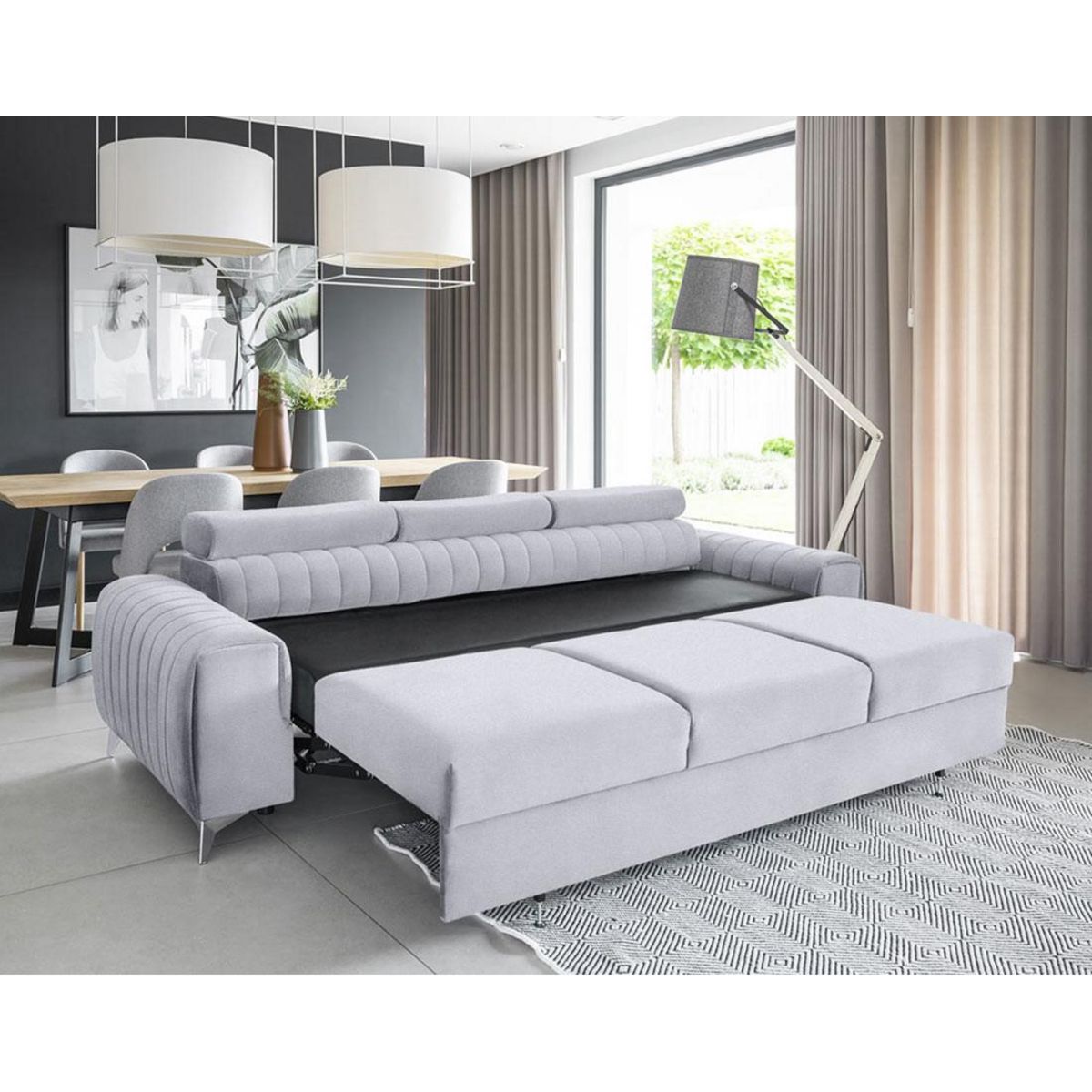 BEST MOBILIER Talisay - canapé droit 3 places - convertible - en velours