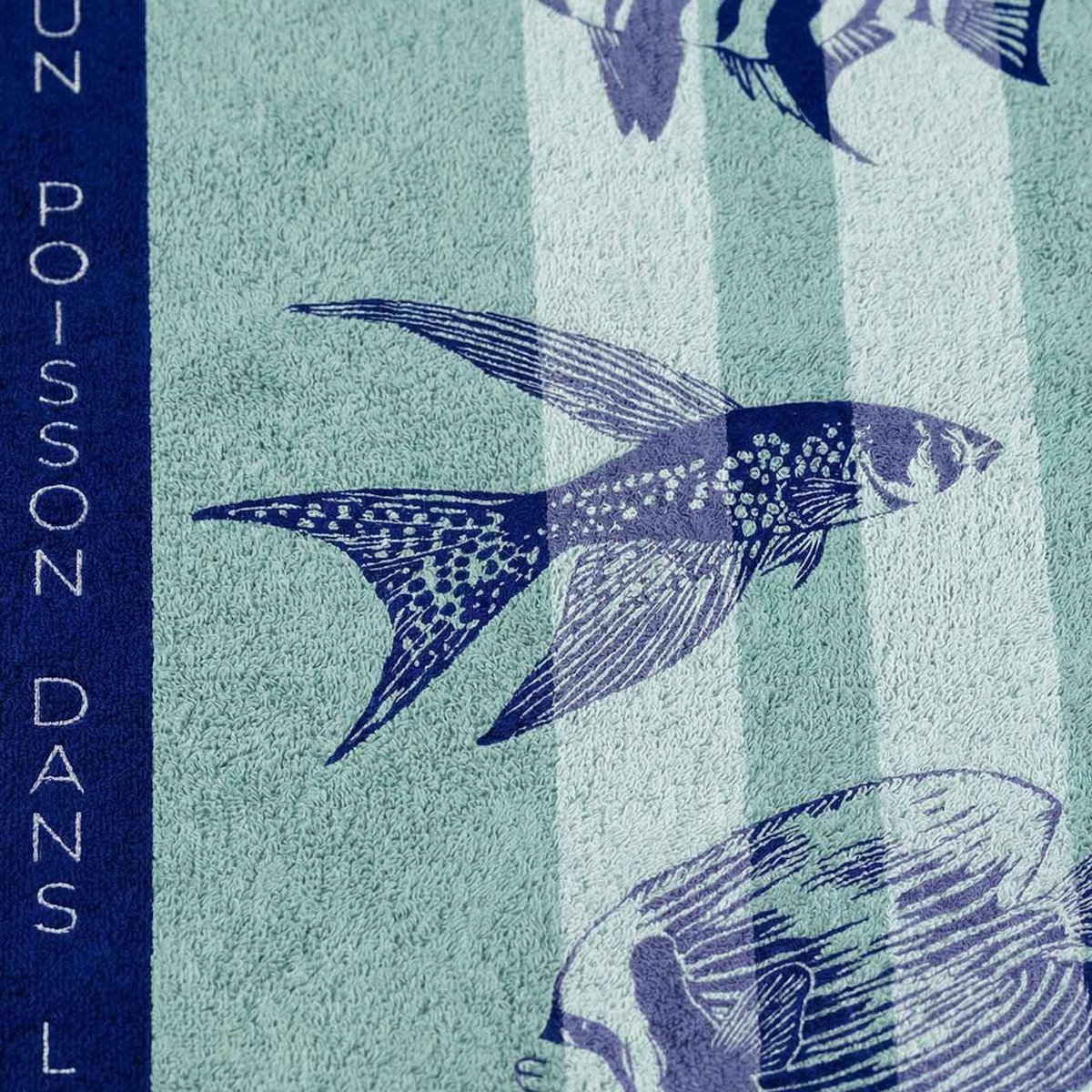 Sensei Maison Serviette de plage velours 100x180 cm COMME 1 POISSON DANS L'EAU