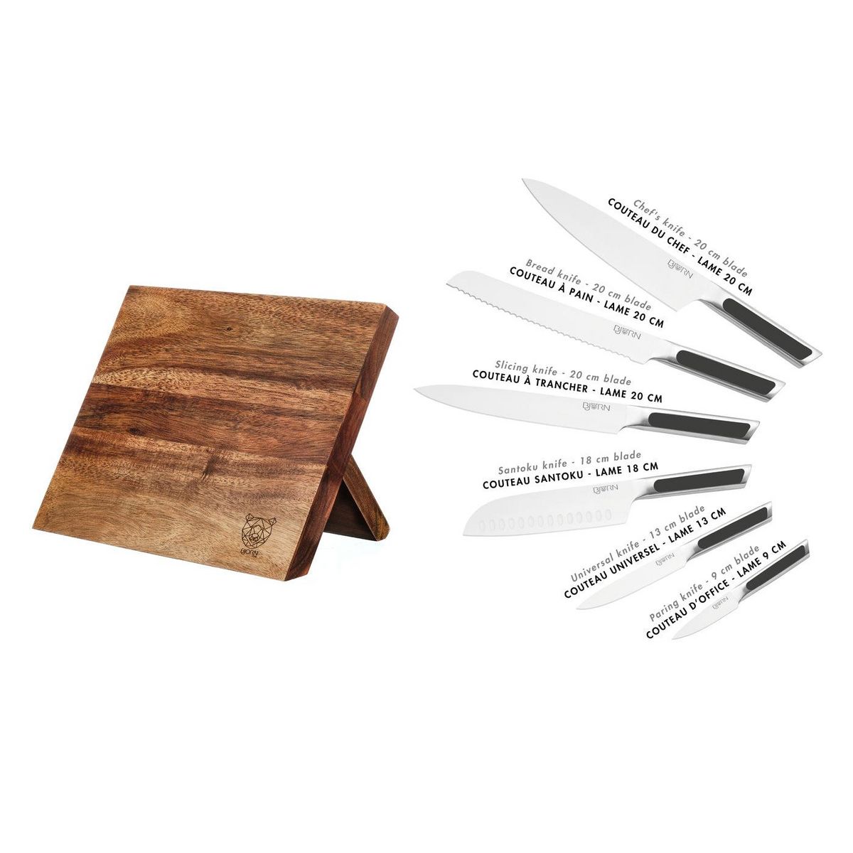 BJORN Bloc couteaux de cuisine LOKI VANTAA - 7 pièces