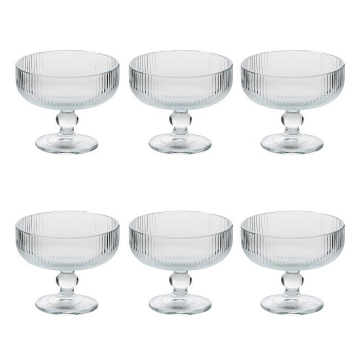 SECRET DE GOURMET Lot de 6 Coupes à Glace Strie  Ema  34cl Transparent