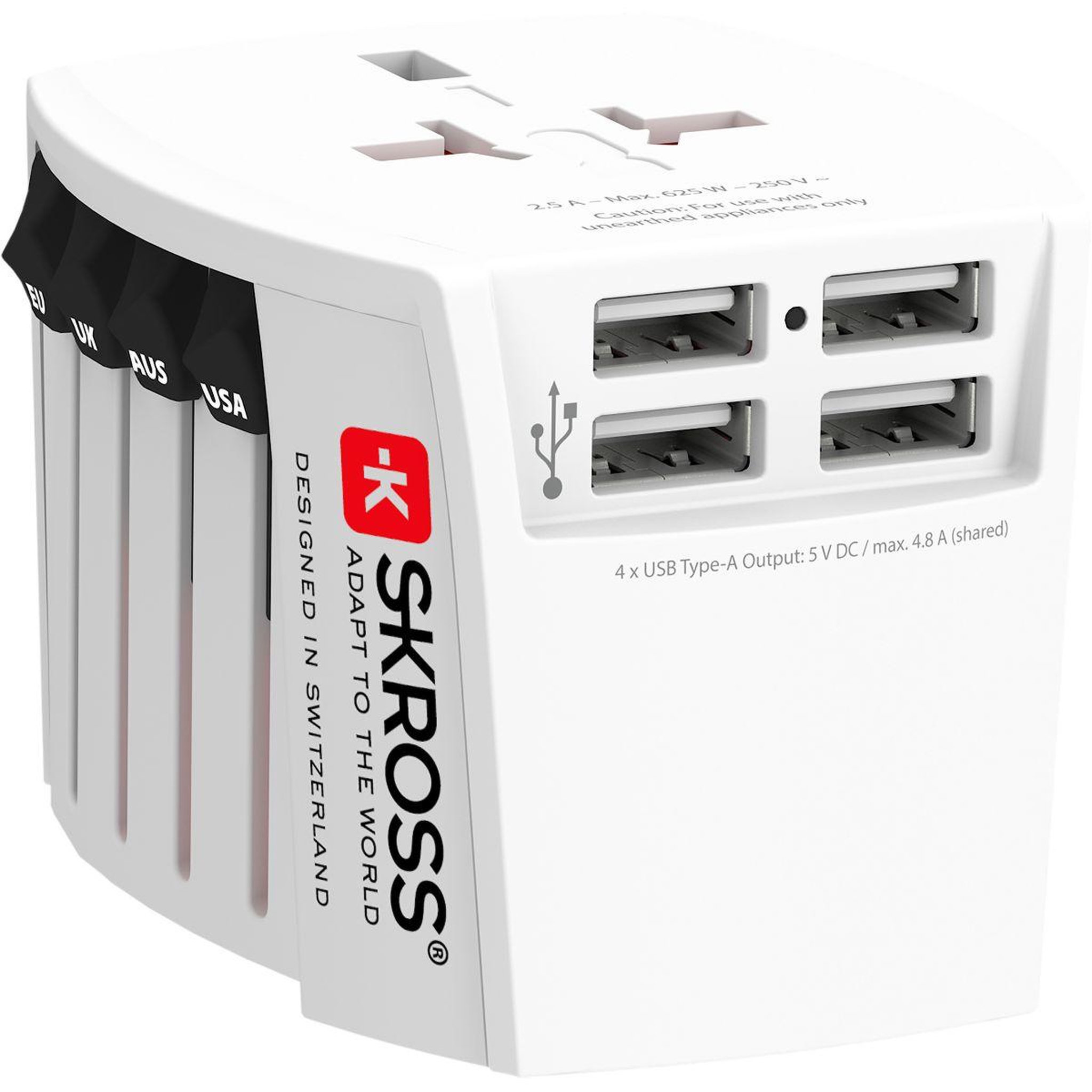 Skross Adaptateur de voyage universel 4 usb