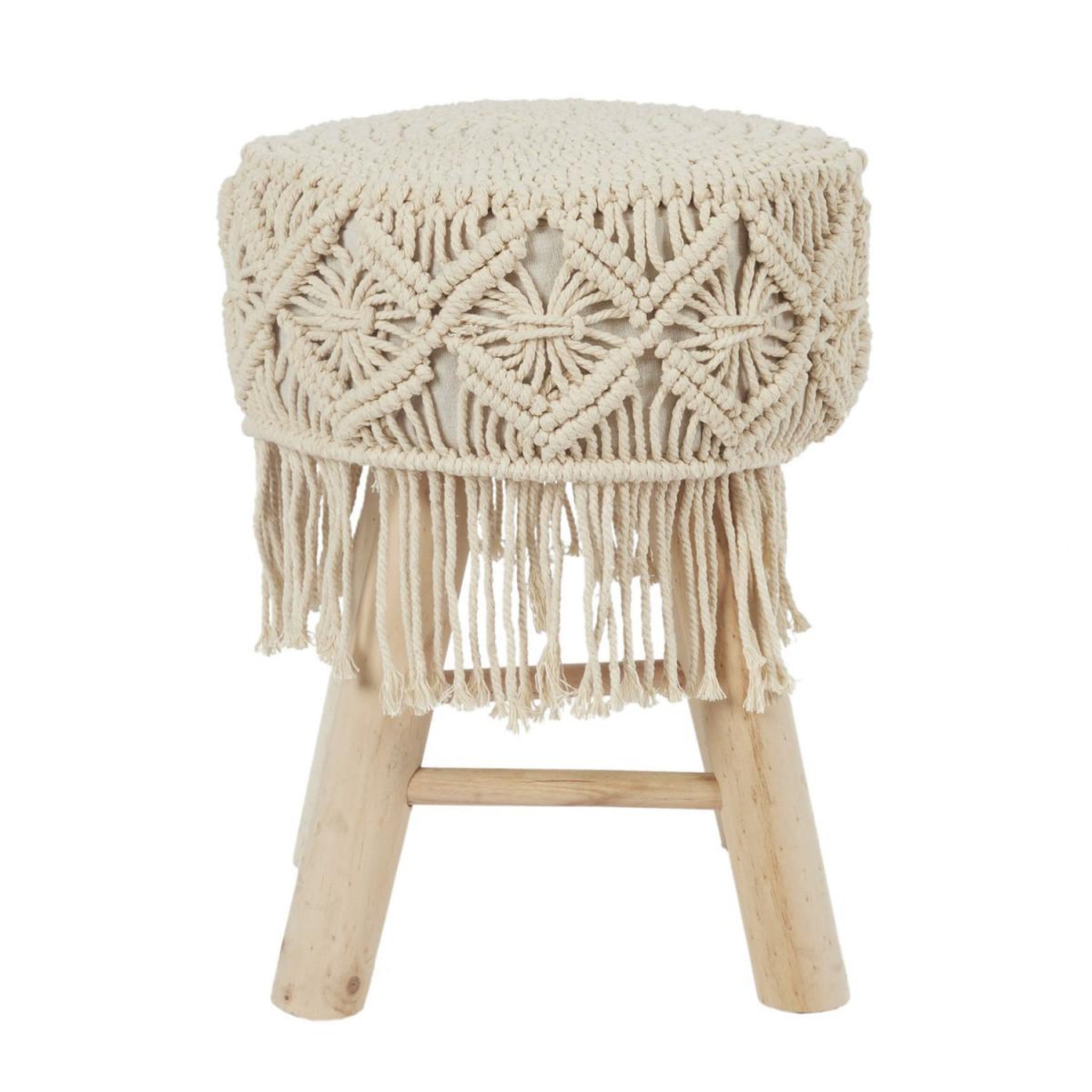 Voir la diapositive 2 : The Home Deco Factory Tabouret déco  boho  42cm beige