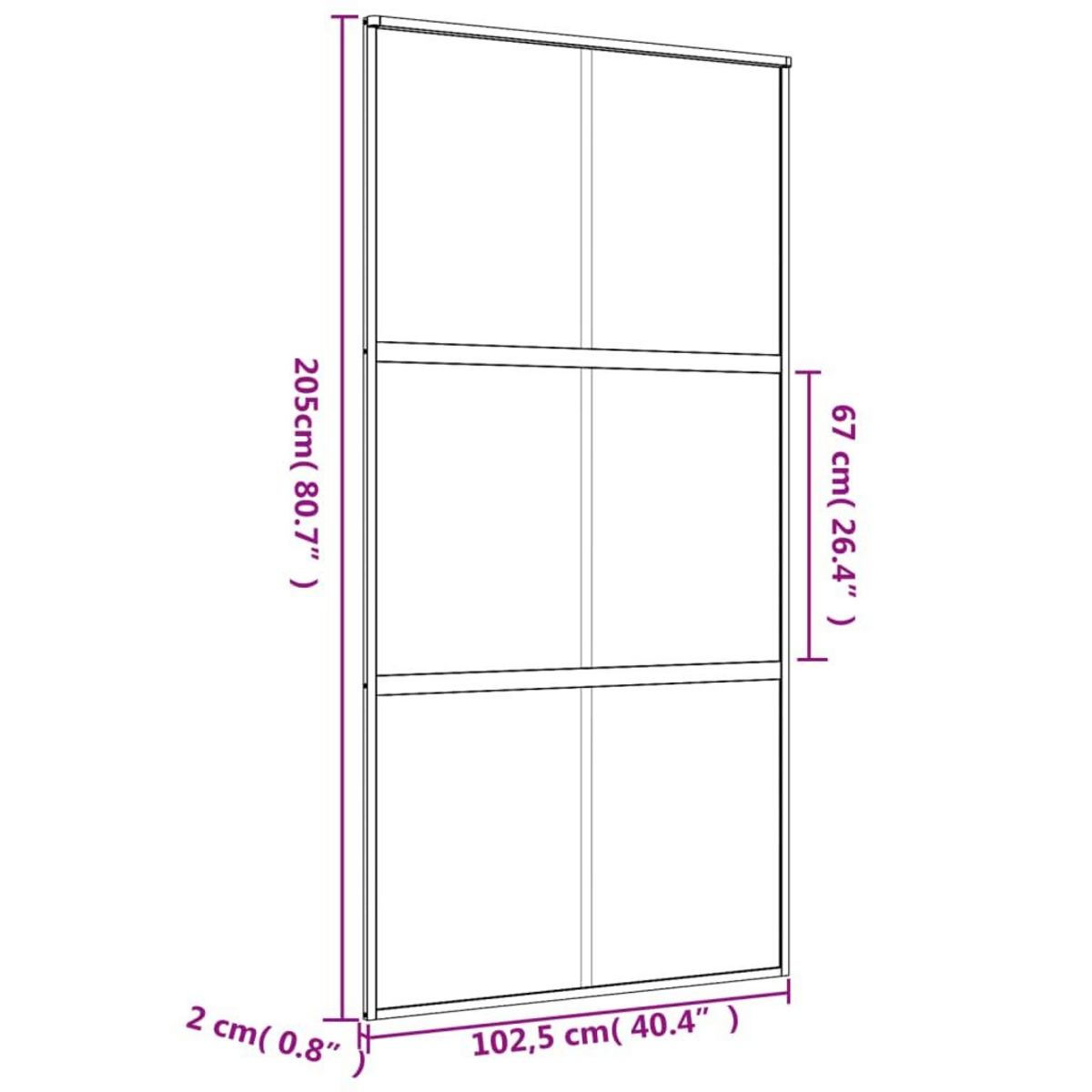 VIDAXL Porte coulissante dore 102,5x205cm verre ESG clair et aluminium