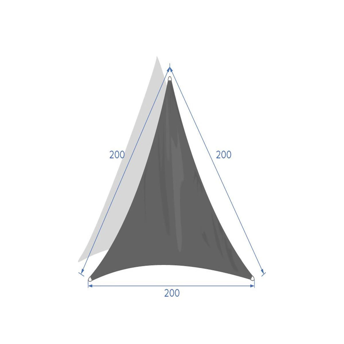 HESPERIDE Voile d'ombrage triangulaire 2 x 2 x 2 m Curacao - Gris - Hespéride