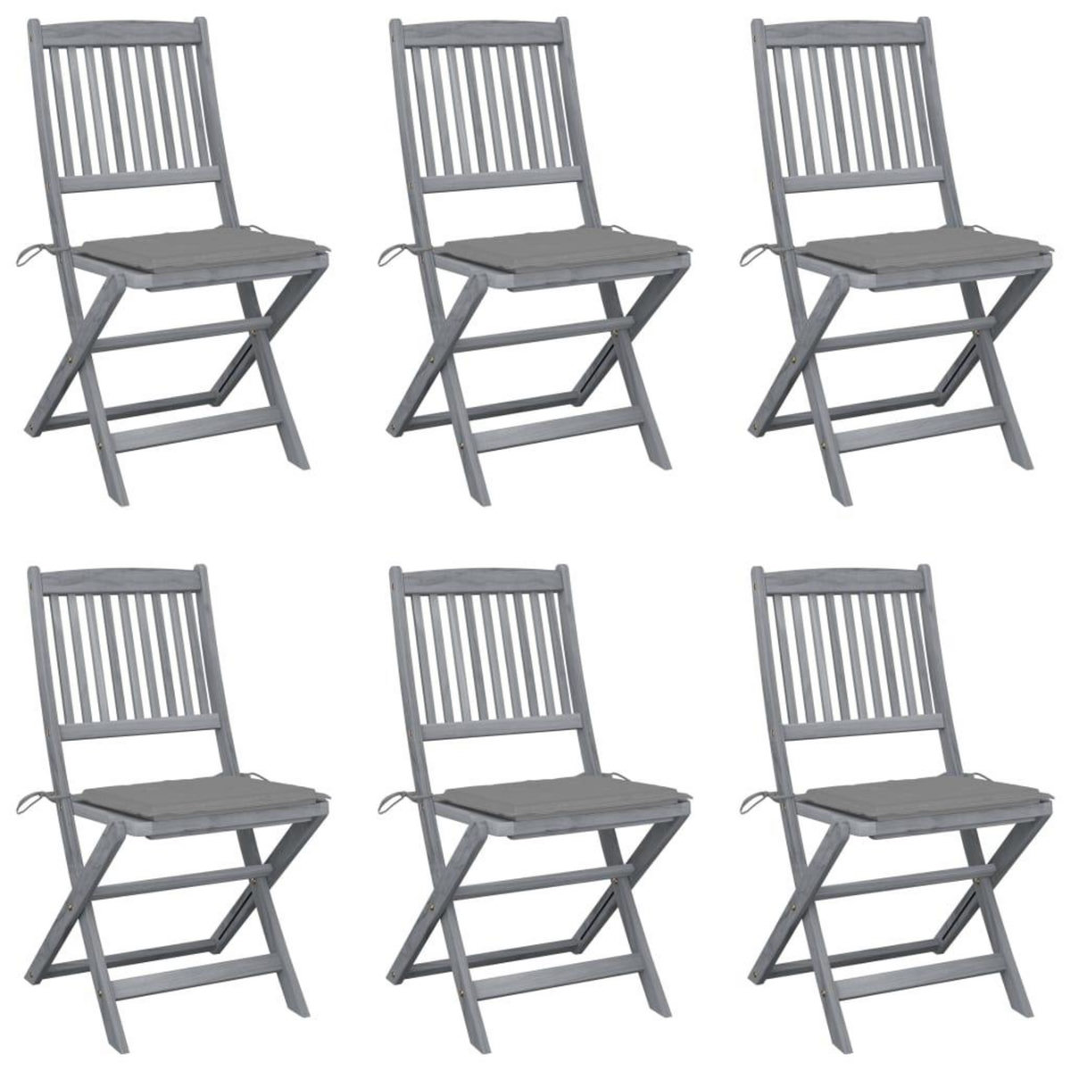 VIDAXL Chaises pliables d'exterieur lot de 6 et coussins Bois d'acacia