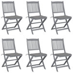 VIDAXL Chaises pliables d'exterieur lot de 6 et coussins Bois d'acacia