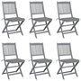 Voir la diapositive 1 : VIDAXL Chaises pliables d'exterieur lot de 6 et coussins Bois d'acacia