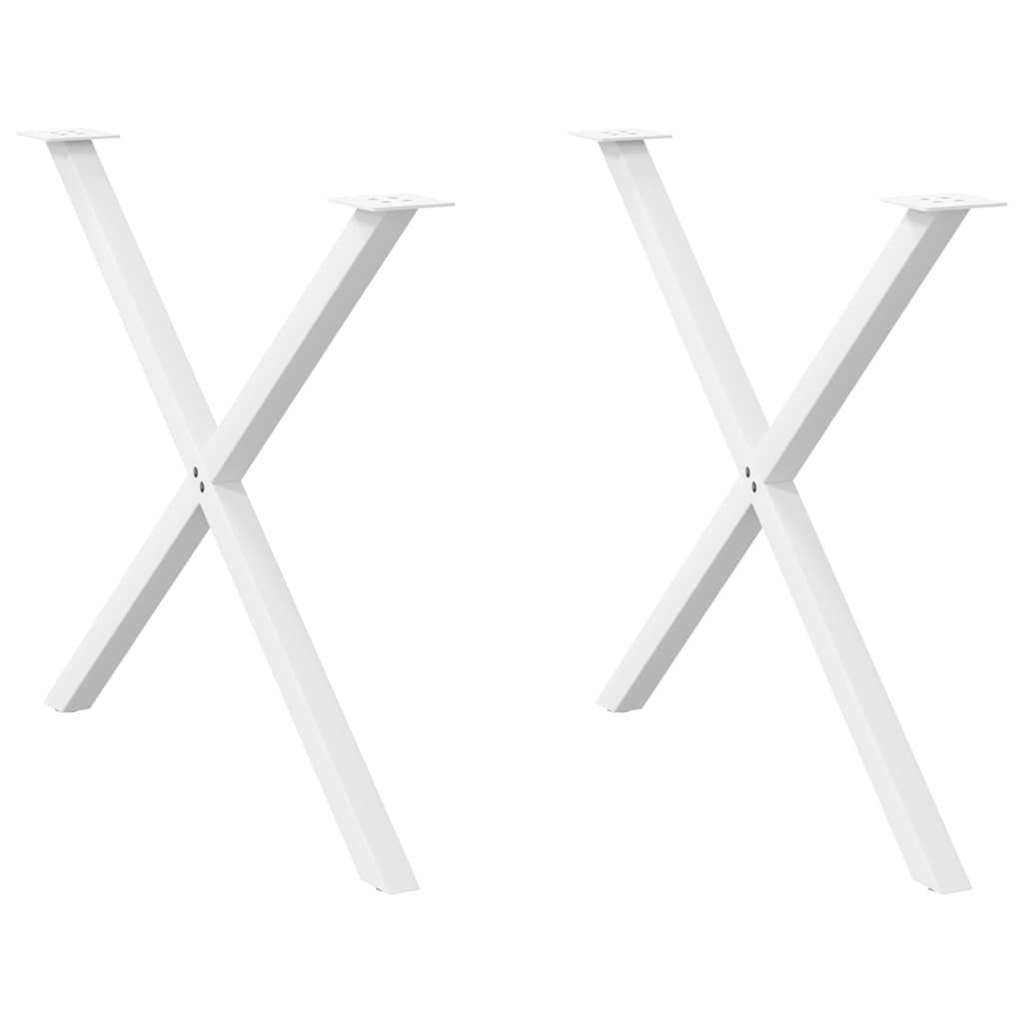 VIDAXL Pieds de table a manger forme de X 2 pcs blanc 90x(72-73) cm