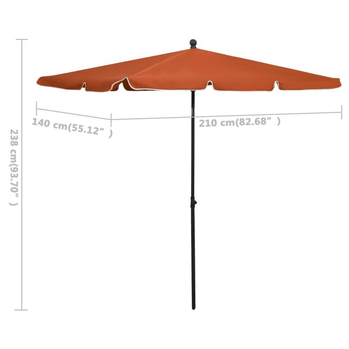 VIDAXL Parasol de jardin avec mat 210x140 cm Terre cuite
