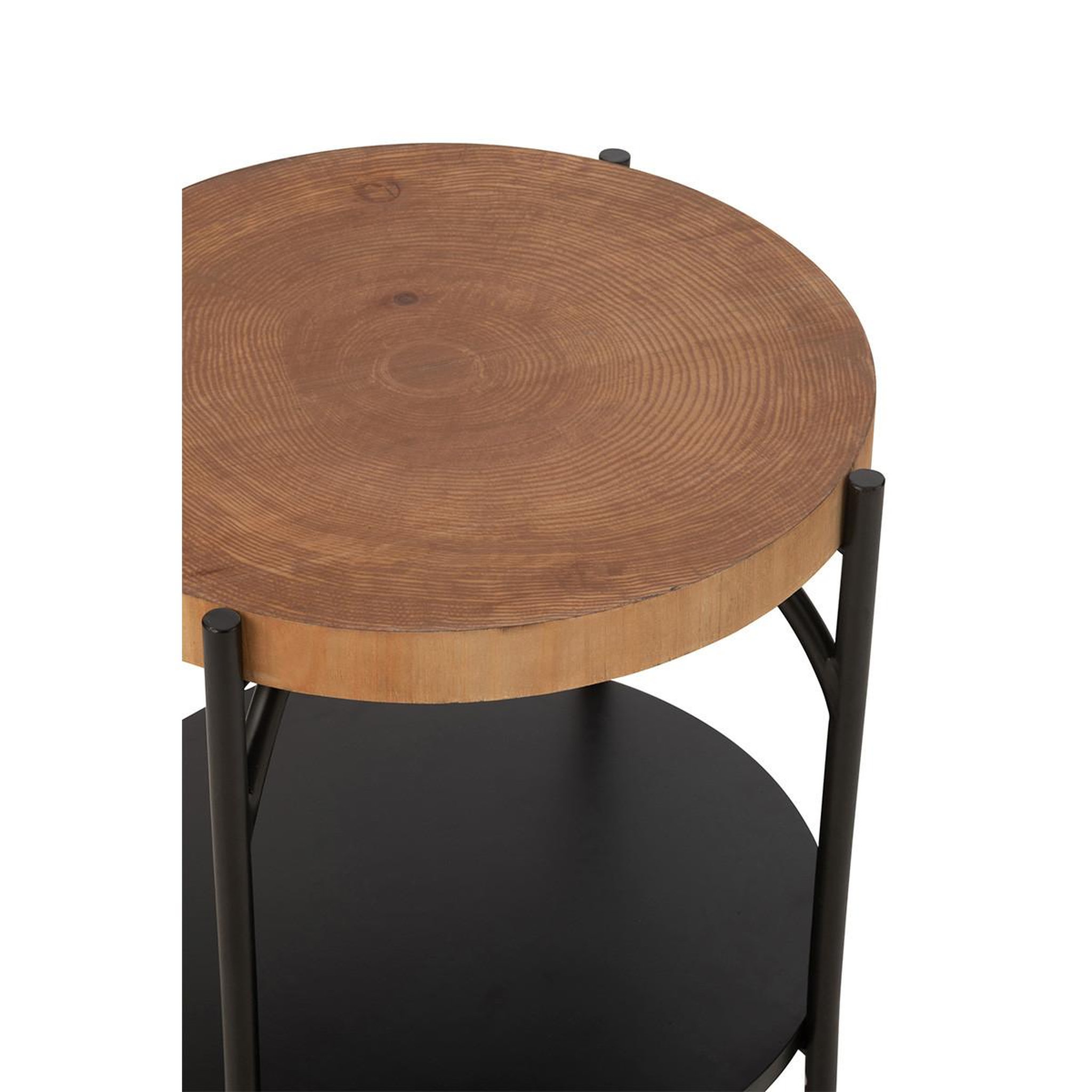 Voir la diapositive 4 : J-LINE Table d'appoint avec étagère  mia  50cm naturel & noir