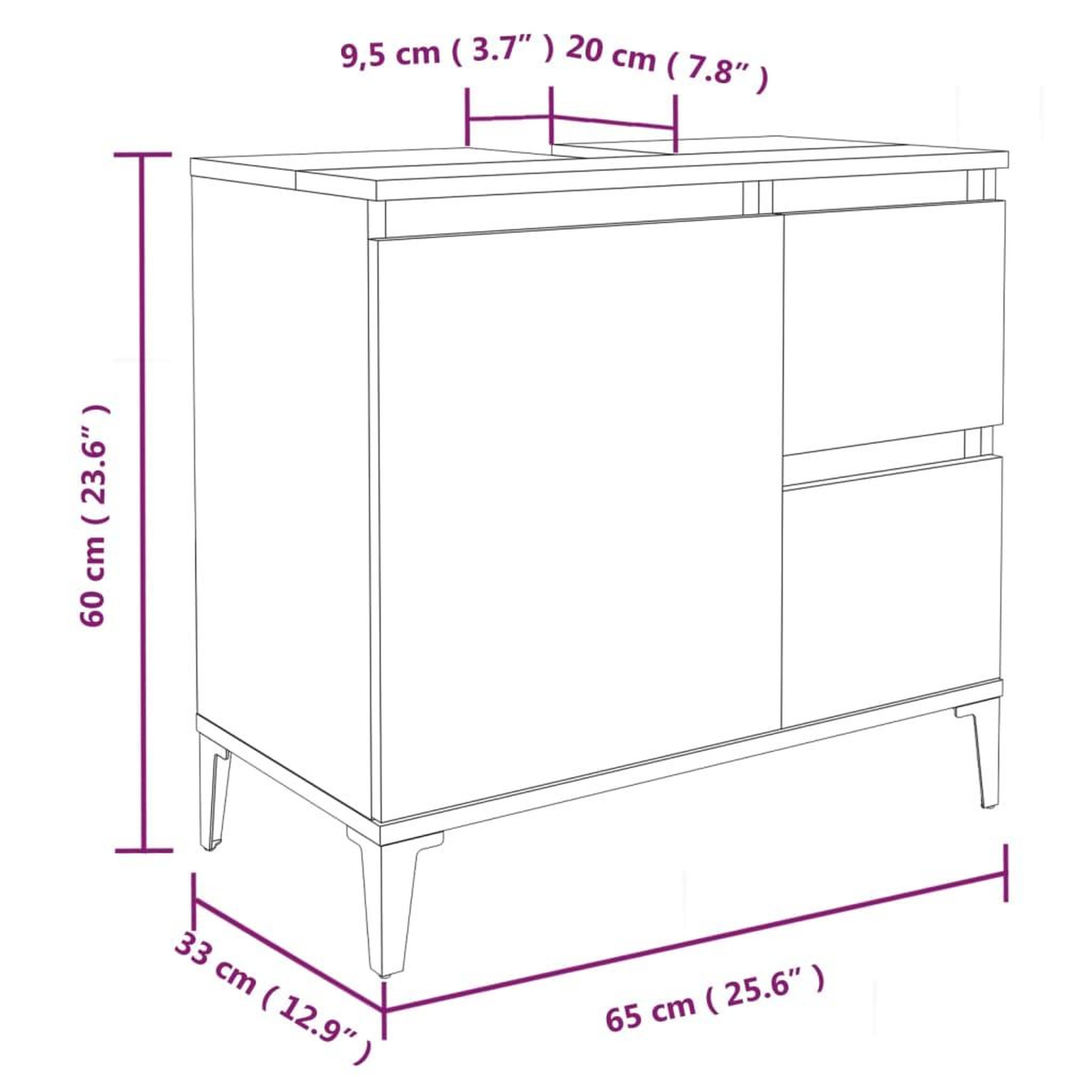 Voir la diapositive 6 : VIDAXL Armoire de salle de bain blanc 65x33x60 cm bois d'ingenierie