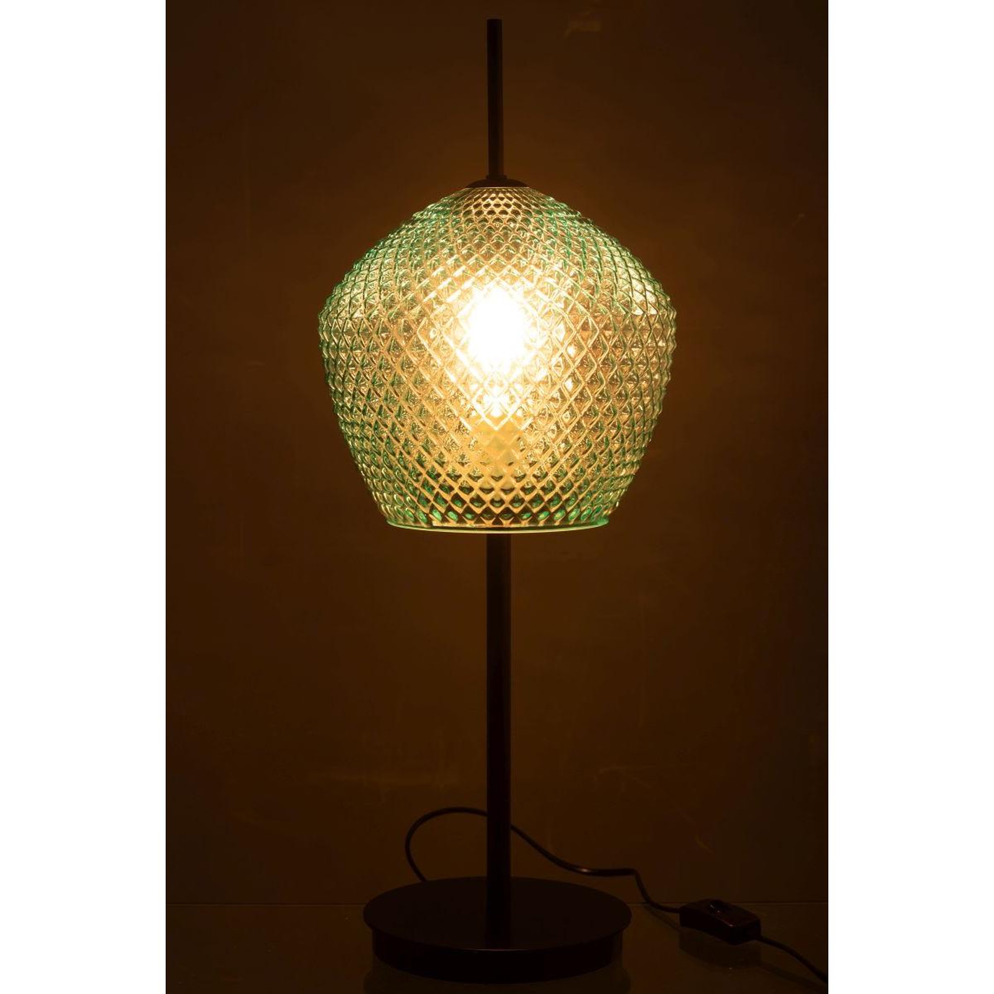 Voir la diapositive 3 : J-LINE Lampe à poser en verre design  jenna  60cm bleu