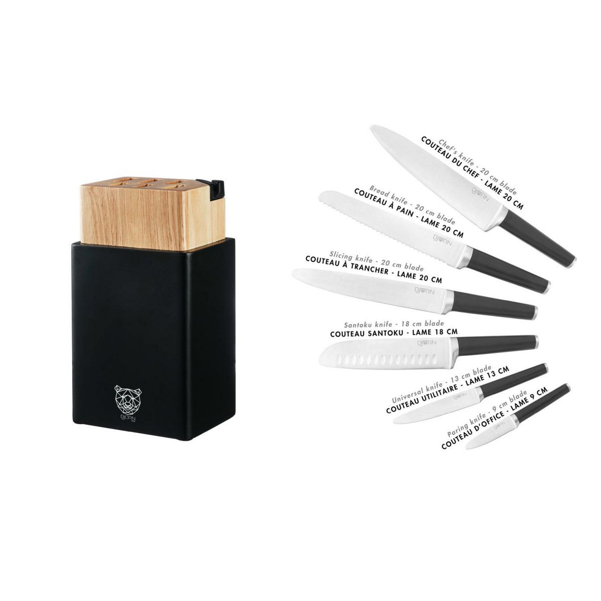 BJORN Bloc couteaux de cuisine JONA PORVOO - 8 pièces