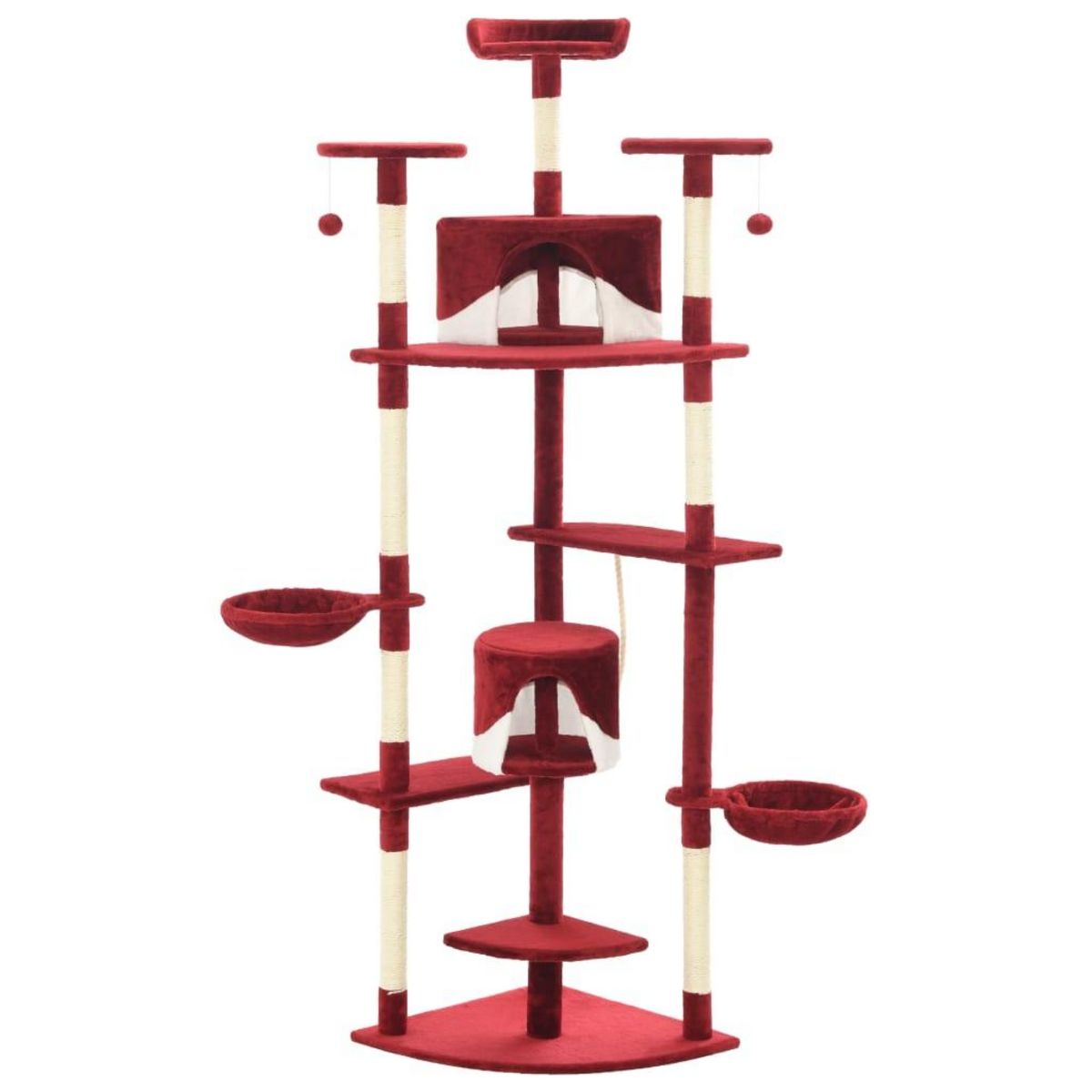 VIDAXL Arbre a chat avec griffoirs en sisal 203 cm Rouge et Blanc
