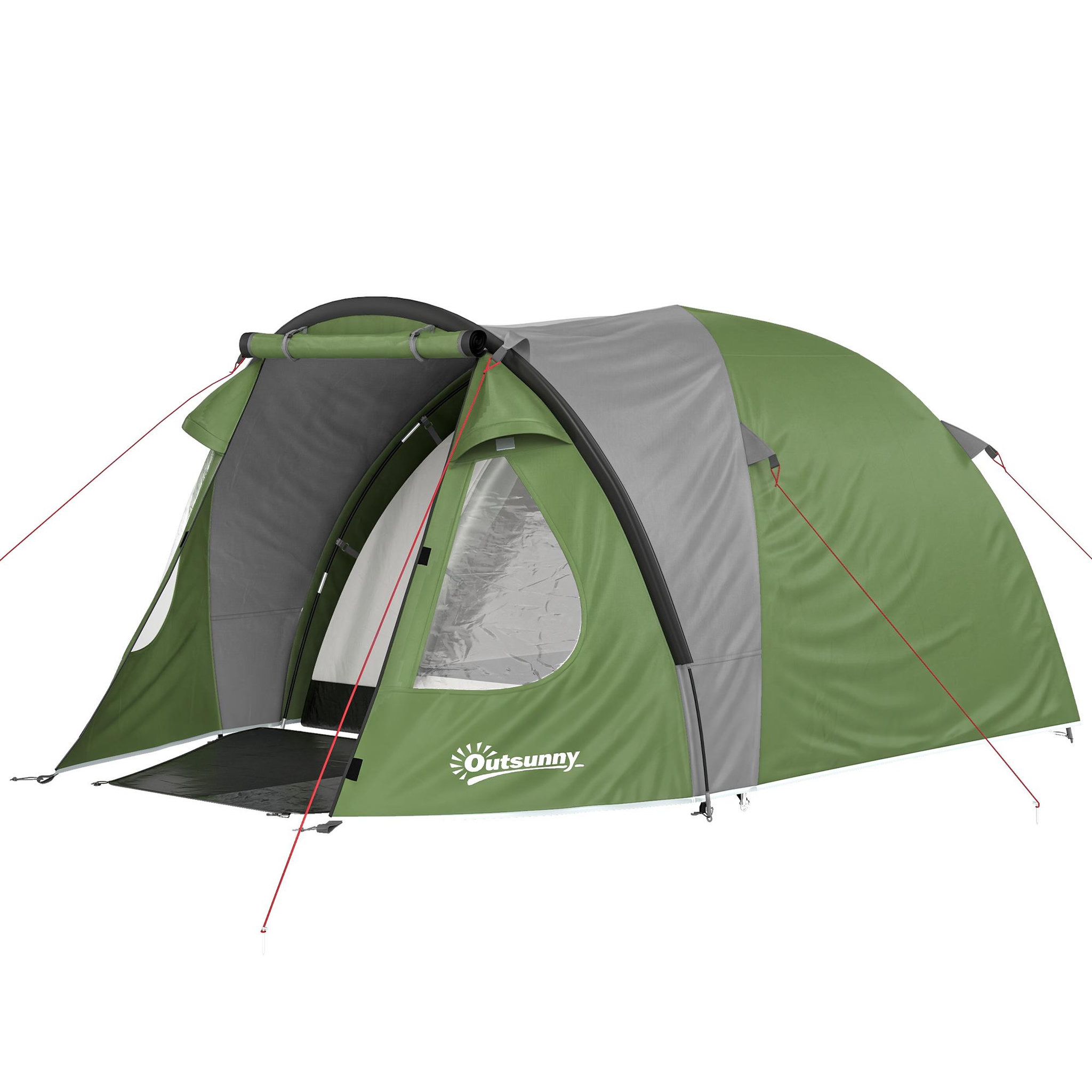 Voir la diapositive 5 : OUTSUNNY Tente de camping 2-4 personnes - tente dôme familiale imperméable - sac de transport inclus vert