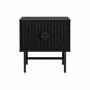 Voir la diapositive 4 : SWEEEK Table de chevet noire décor bois rainuré. un tiroir. L 48 x l 39 x H 50cm