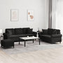 Voir la diapositive 1 : VIDAXL Ensemble de canapes 3 pcs avec coussins noir velours