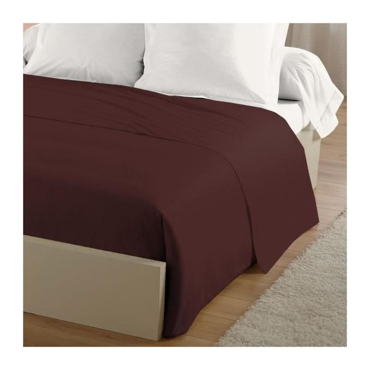 LOVELY HOME LOVELY HOME Drap Plat 100% coton 180x290 cm -1 personne - Marron