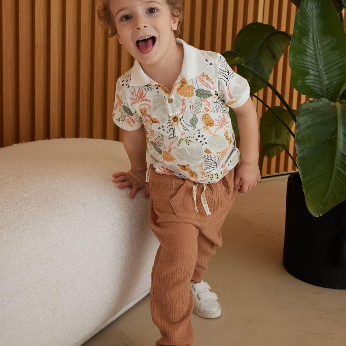 Petit Béguin Pantalon enfant en gaze de coton Petit Envahisseur