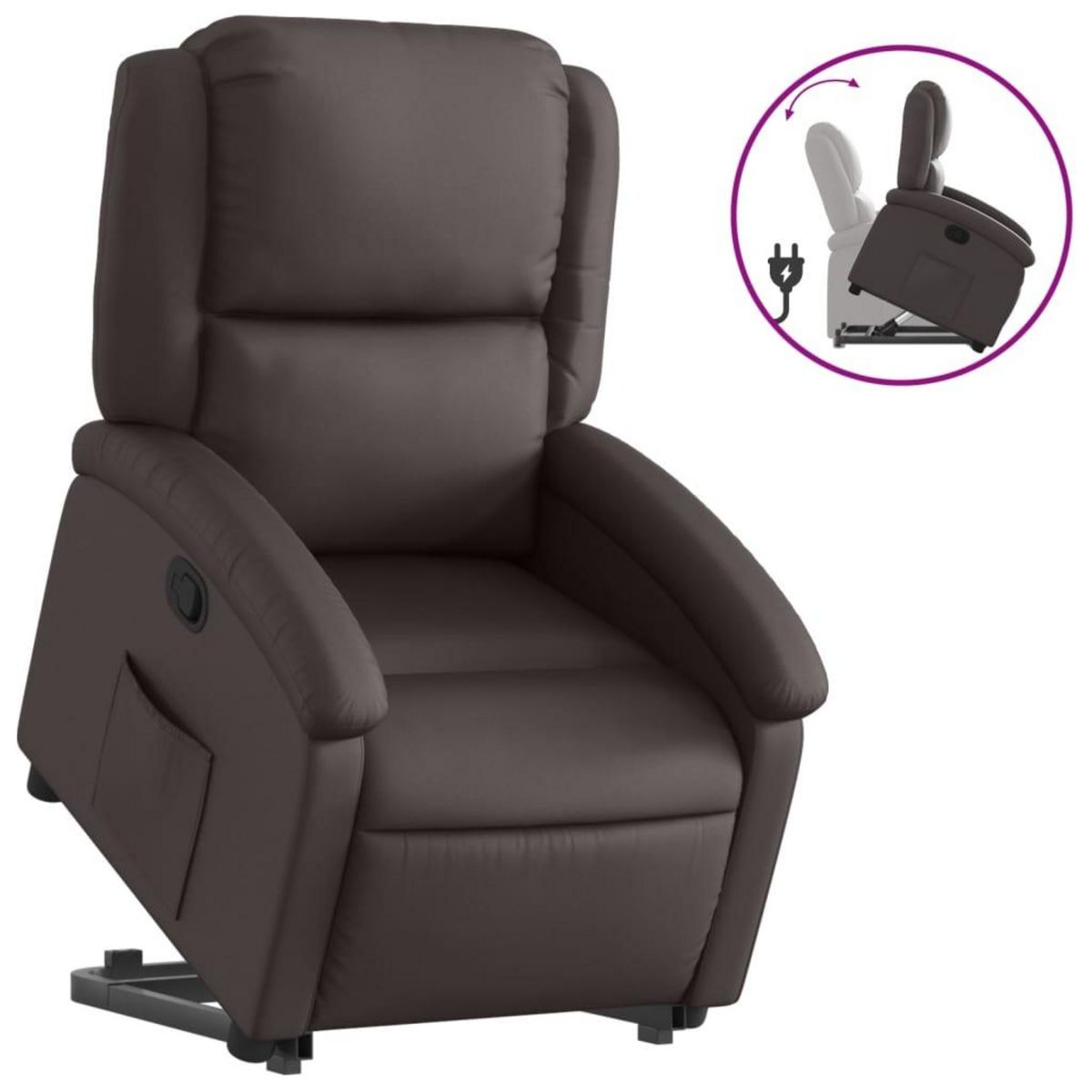 VIDAXL Fauteuil inclinable marron fonce cuir veritable