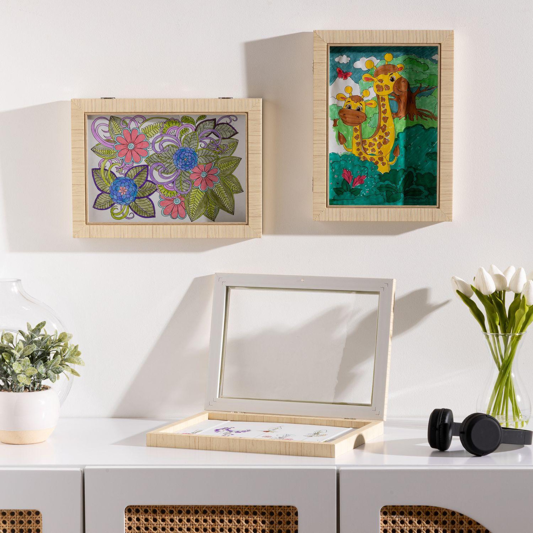Voir la diapositive 2 : ATMOSPHERA Cadre à dessin en bois thea - beige