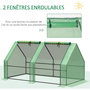 Voir la diapositive 5 : OUTSUNNY Mini serre de jardin serre à tomates dim. 180L x 90l x 90H cm acier PE haute densité 140 g/m² anti-UV 2 fenêtres zippées enroulables vert
