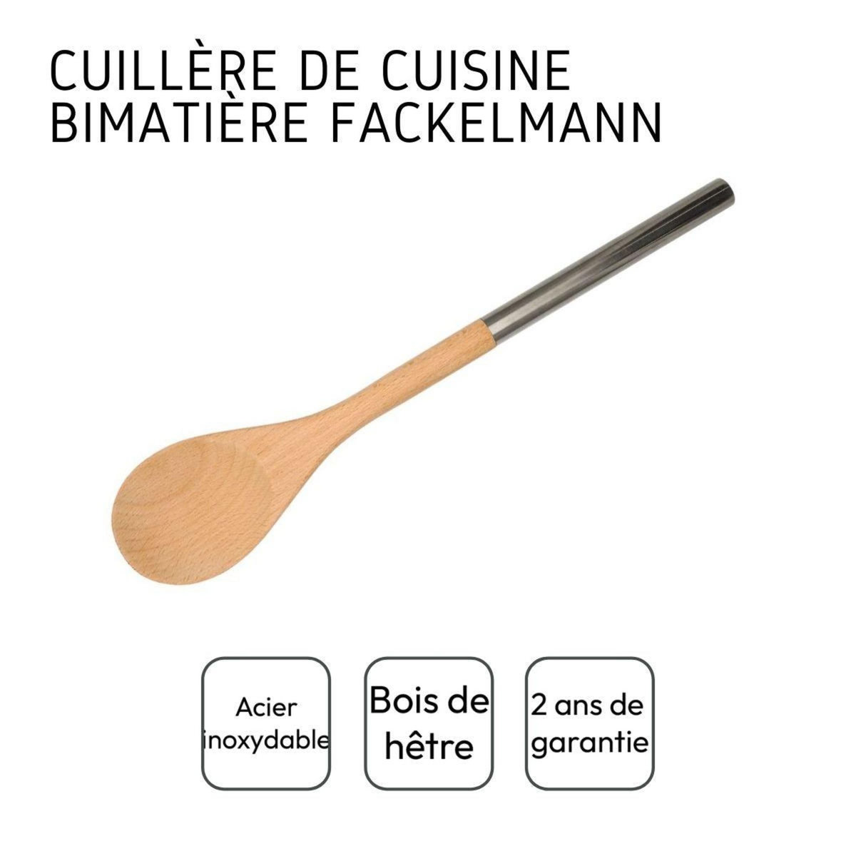Fackelmann Cuillère en bois manche inox 34 cm Fackelmann Boissellerie