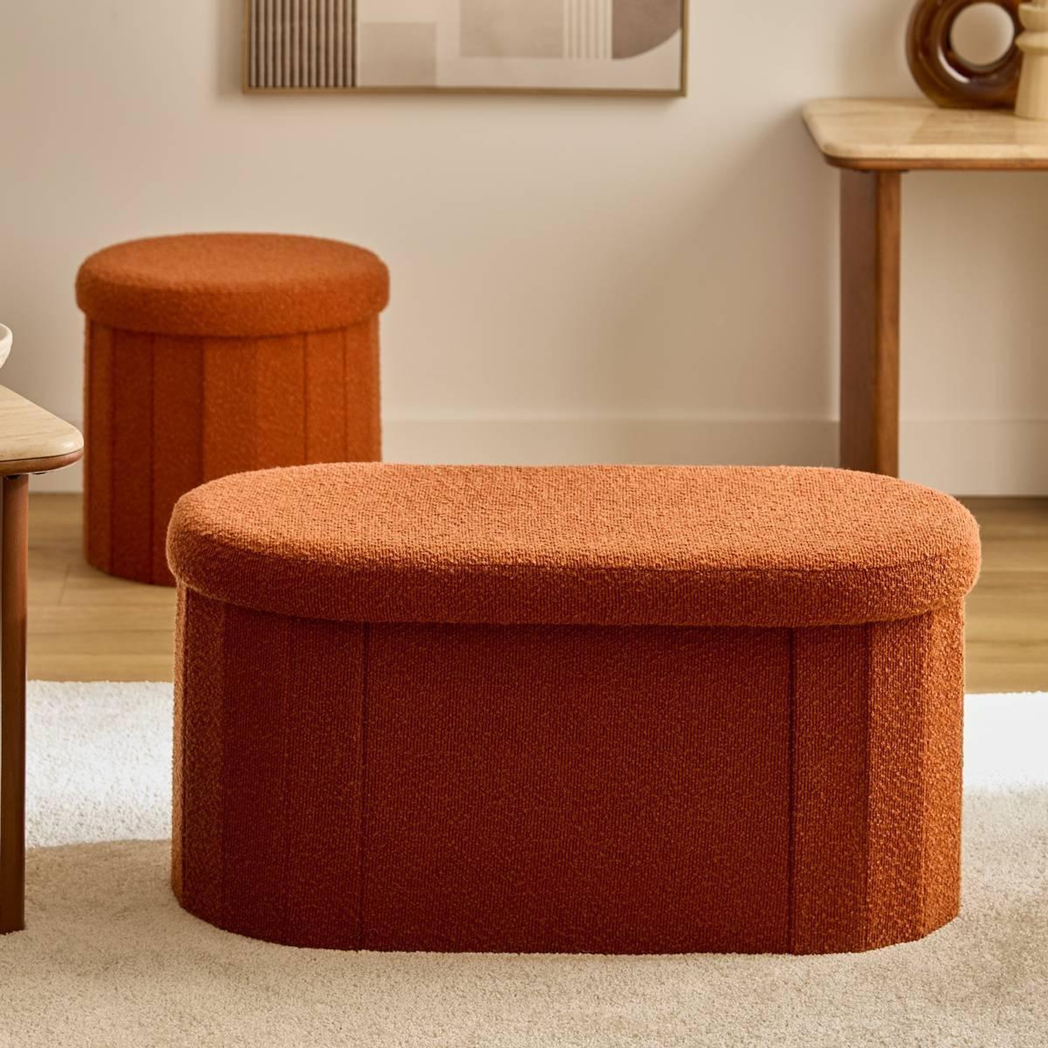Voir la diapositive 6 : ATMOSPHERA Pouf coffre double  fink  76cm ambre