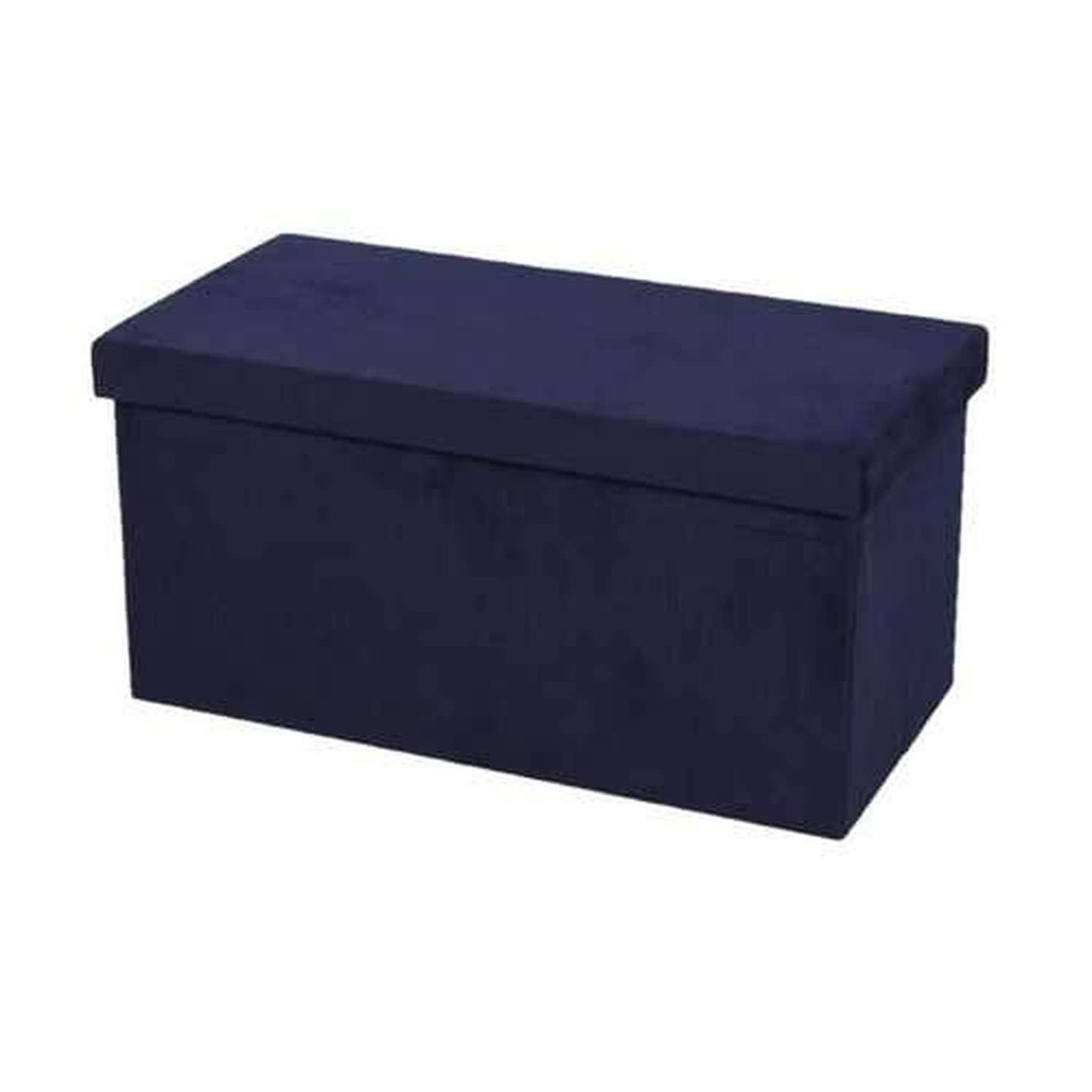 Voir la diapositive 1 : DIVERS Banc de rangement pliable Kube en velours côtelé - Bleu