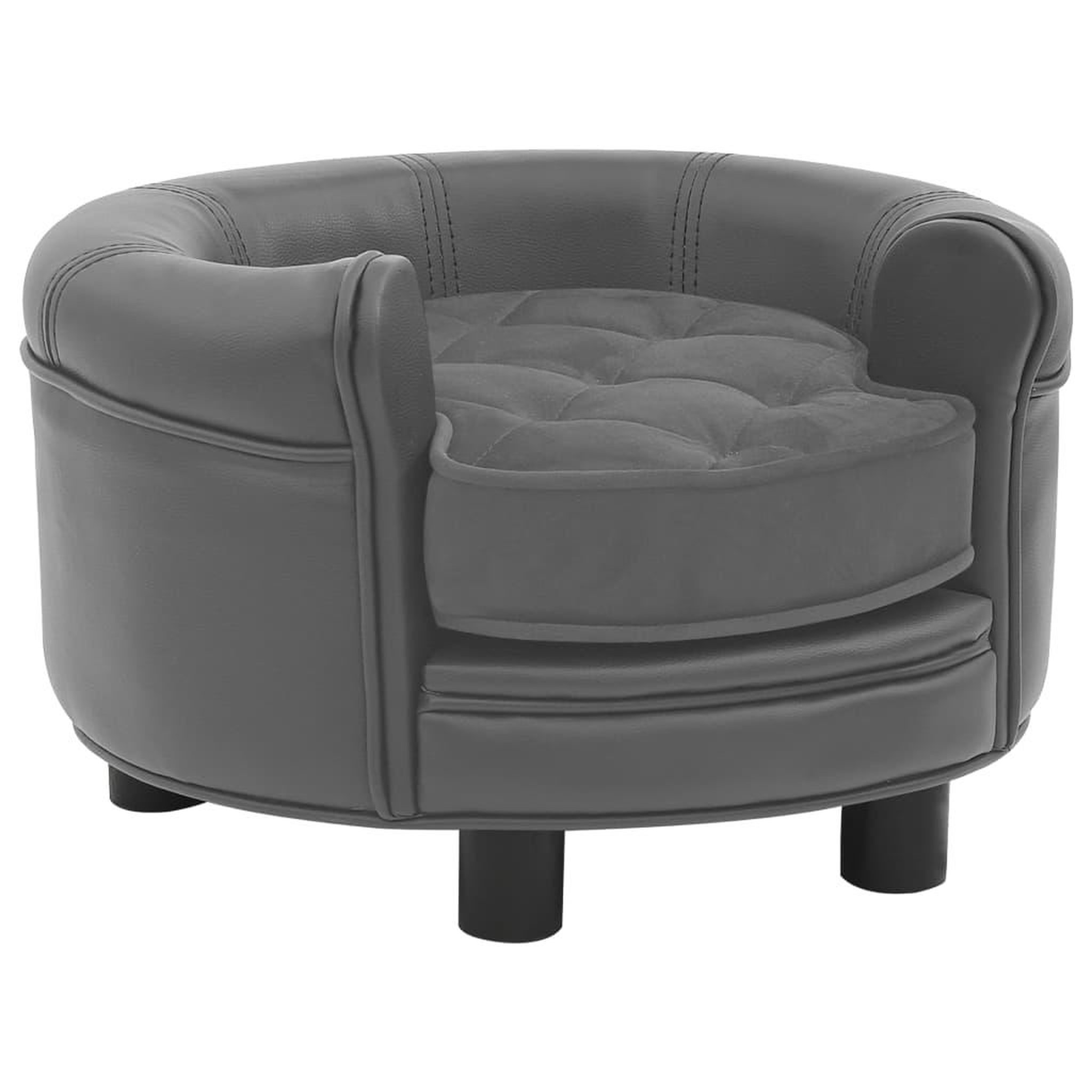 Voir la diapositive 1 : VIDAXL Canape pour chien Gris 48x48x32 cm Peluche et similicuir