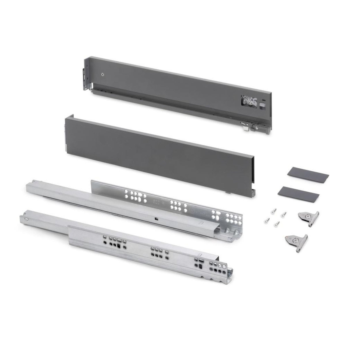 EMUCA SRL Tiroir extérieur Vertex avec réglages 3D hauteur 93mm -  40kg -  profondeur 350mm -  Acier -  Gris anthracite