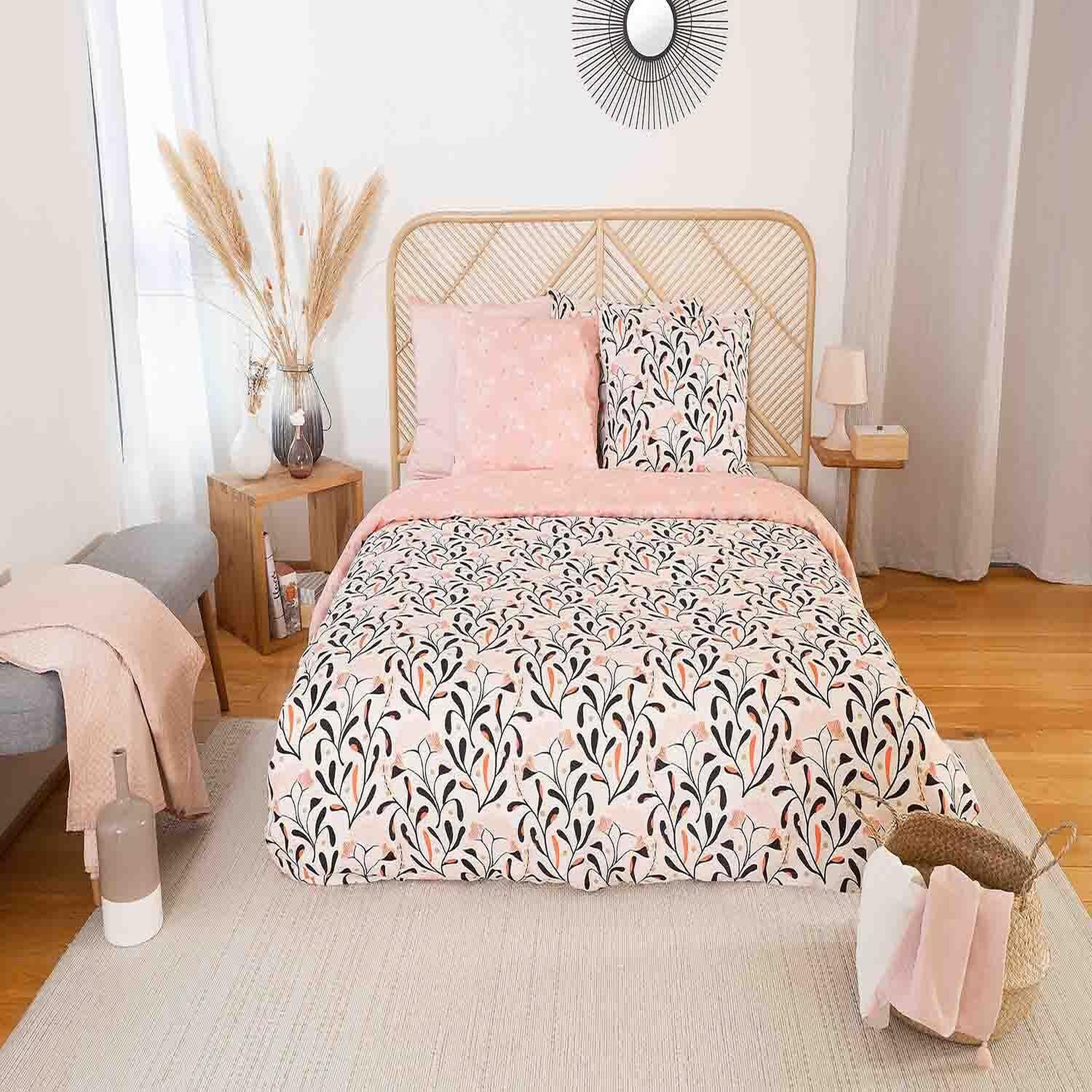 Home collection Parure housse de couette 100% satin de coton bio 78fils joy. Coloris disponibles : Bleu