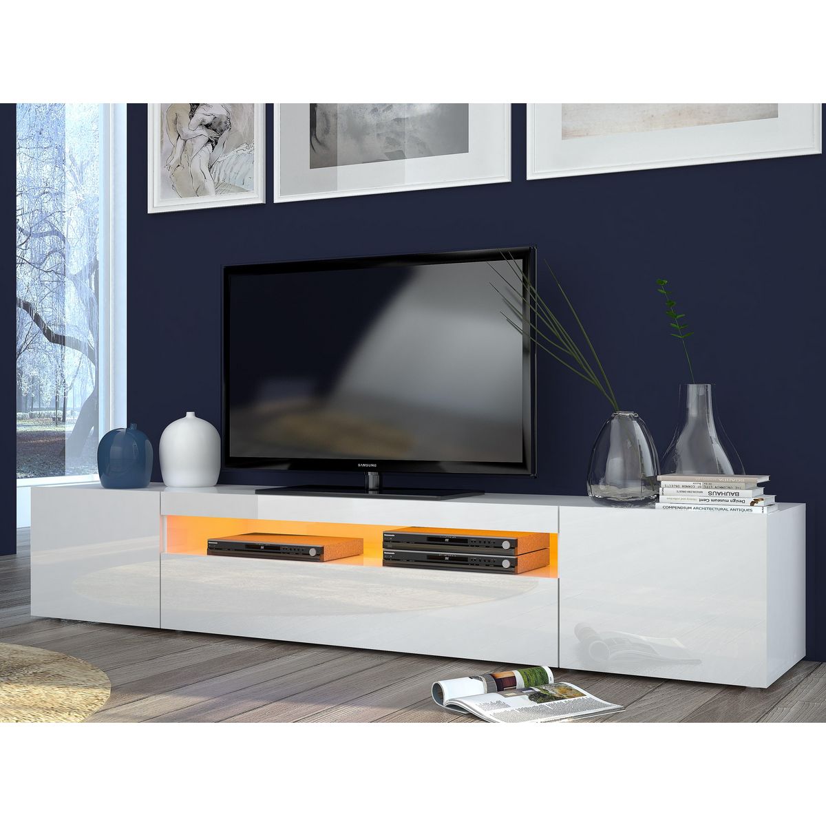 Meuble TV 3 portes 1 niche TECHNO L200cm